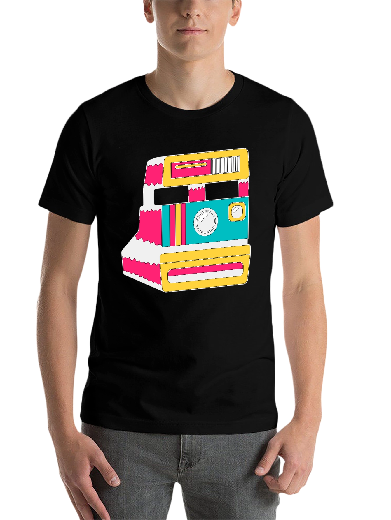 Black Retro Camera Graphic Tee - Black T-Shirt view 7