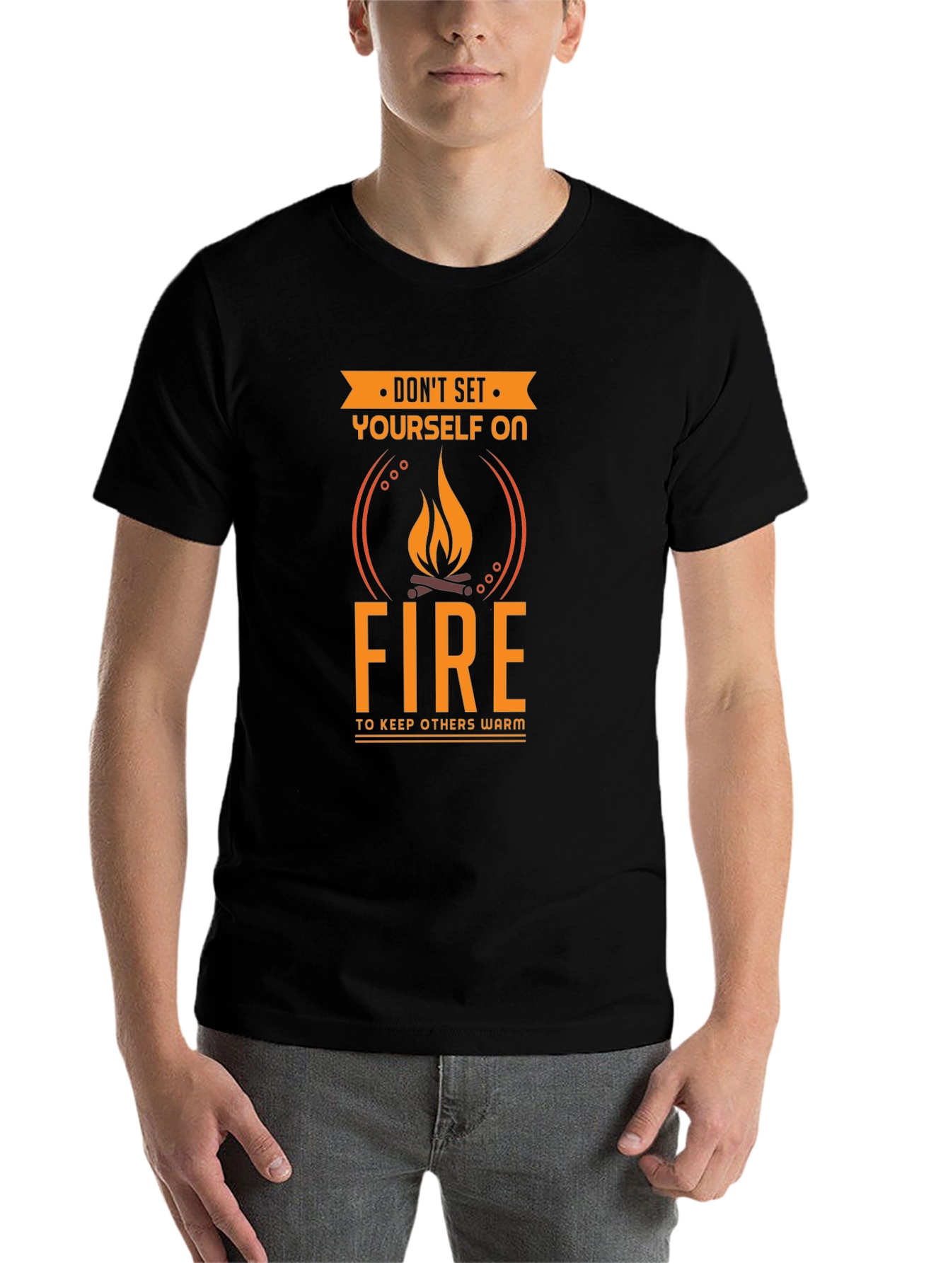 Black Don't Set Yourself On Fire Funny T-Shirt view 7