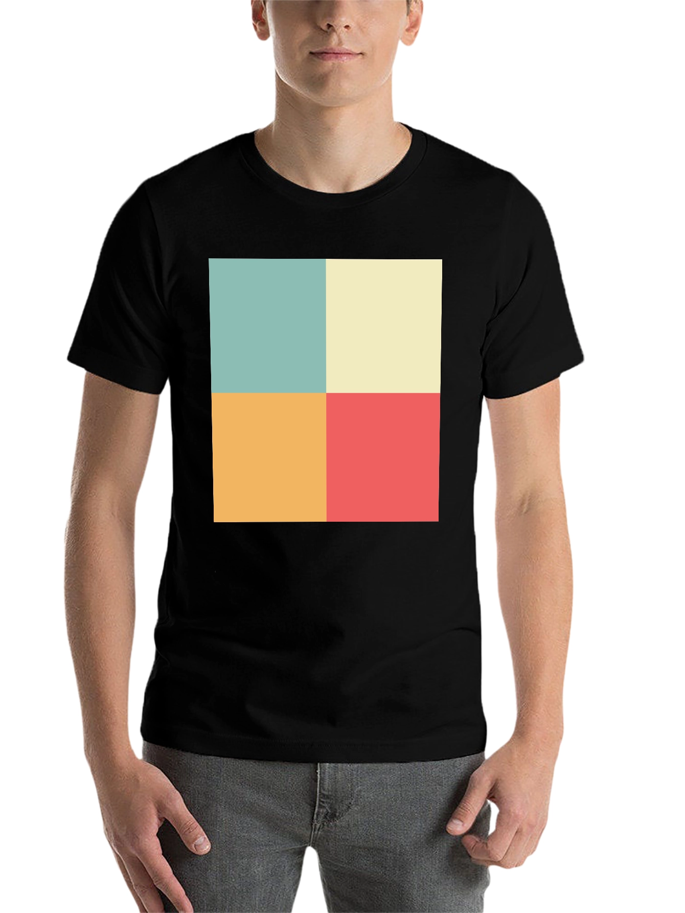 Black Retro Color Block T-Shirt view 7