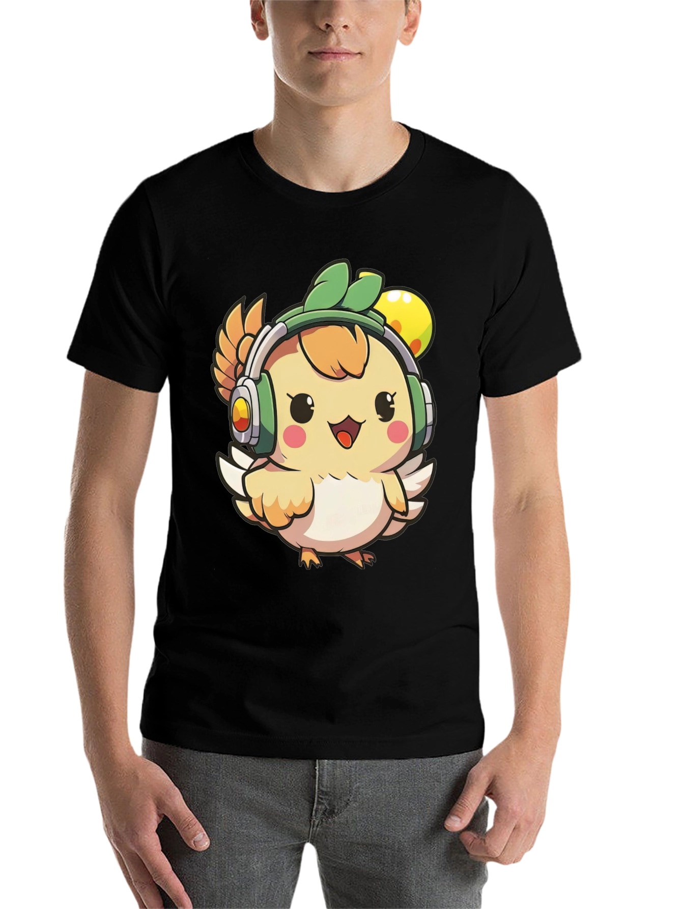 Black Cute Cartoon Chicken T-Shirt view 7