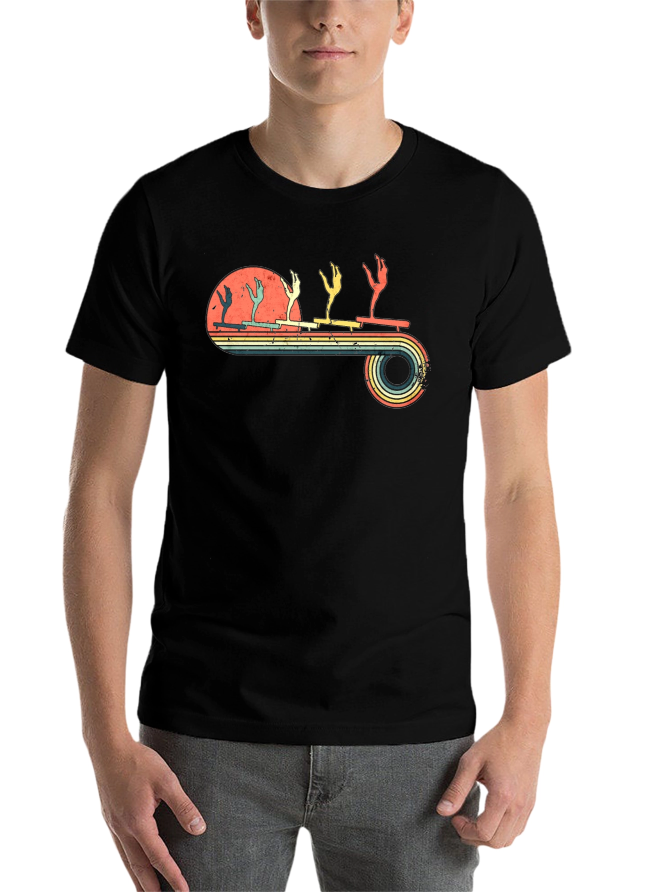 Black Retro Rock Climbing Evolution T-Shirt view 7
