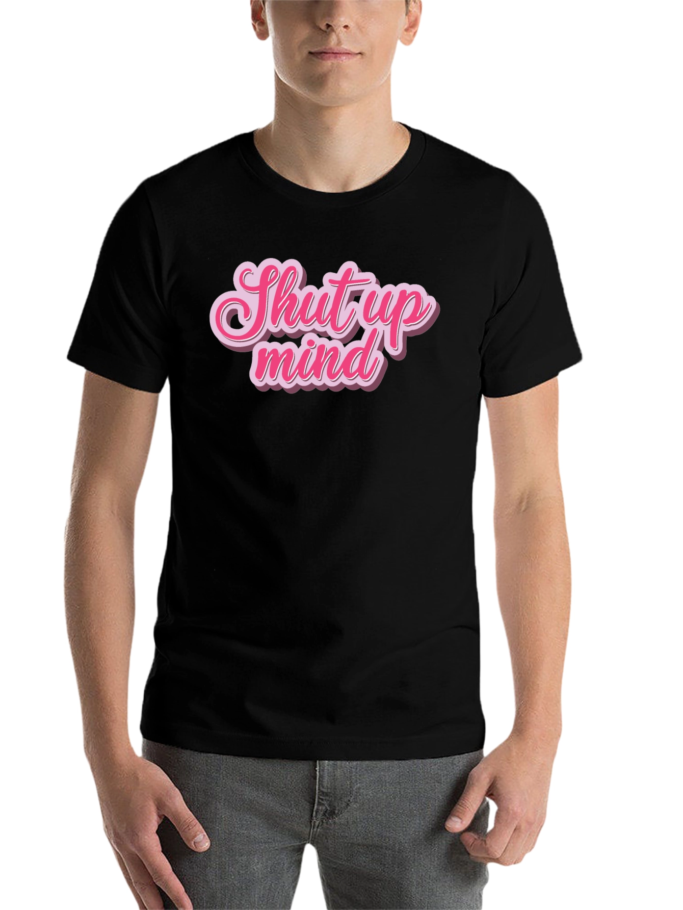 Black Shut Up Mind Graphic Tee - Stylish Black Cotton T-Shirt view 7