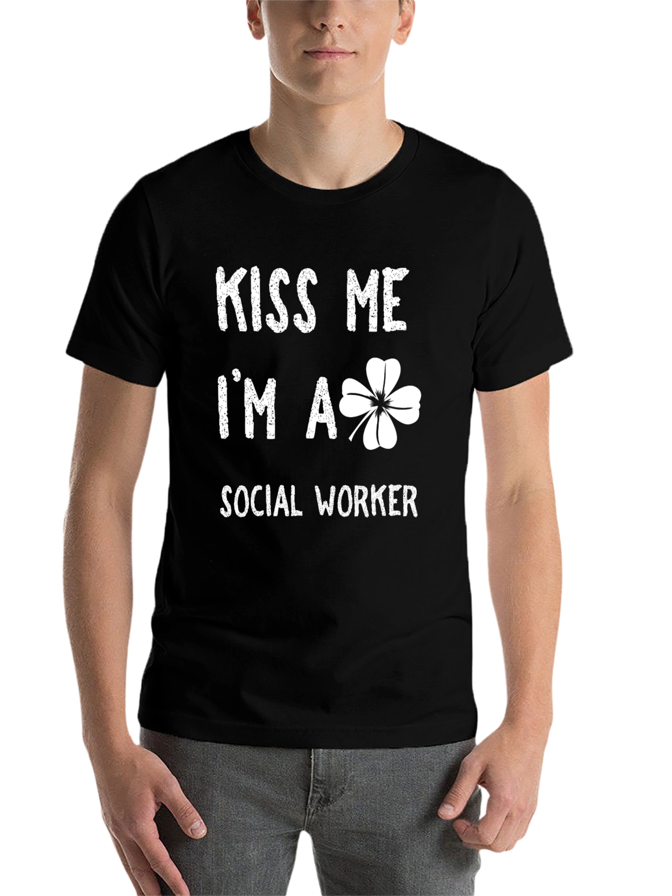 Black Kiss Me I'm A Social Worker Black T-Shirt view 7