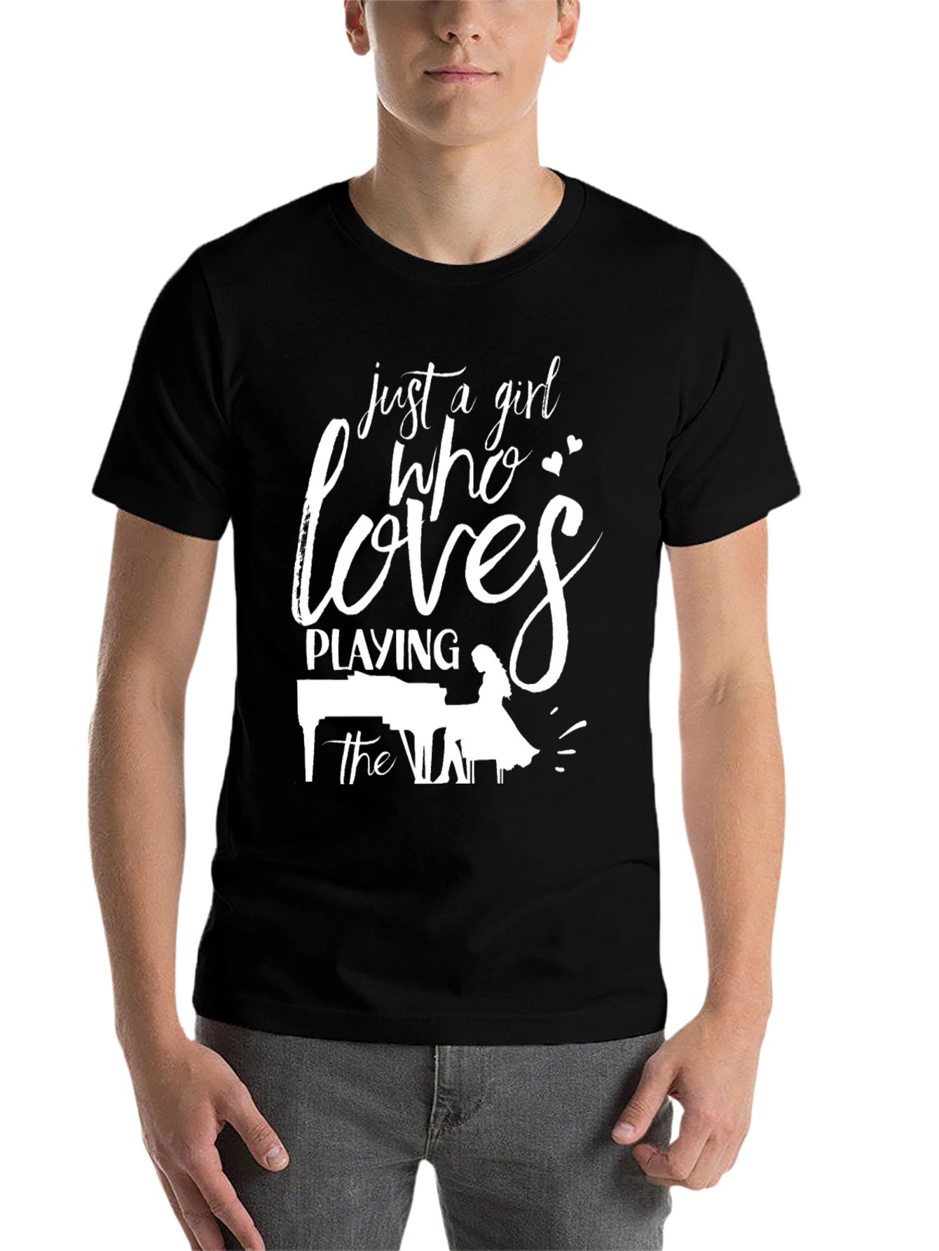 Black Just a Girl Who Loves Playing the Piano T-Shirt view 7