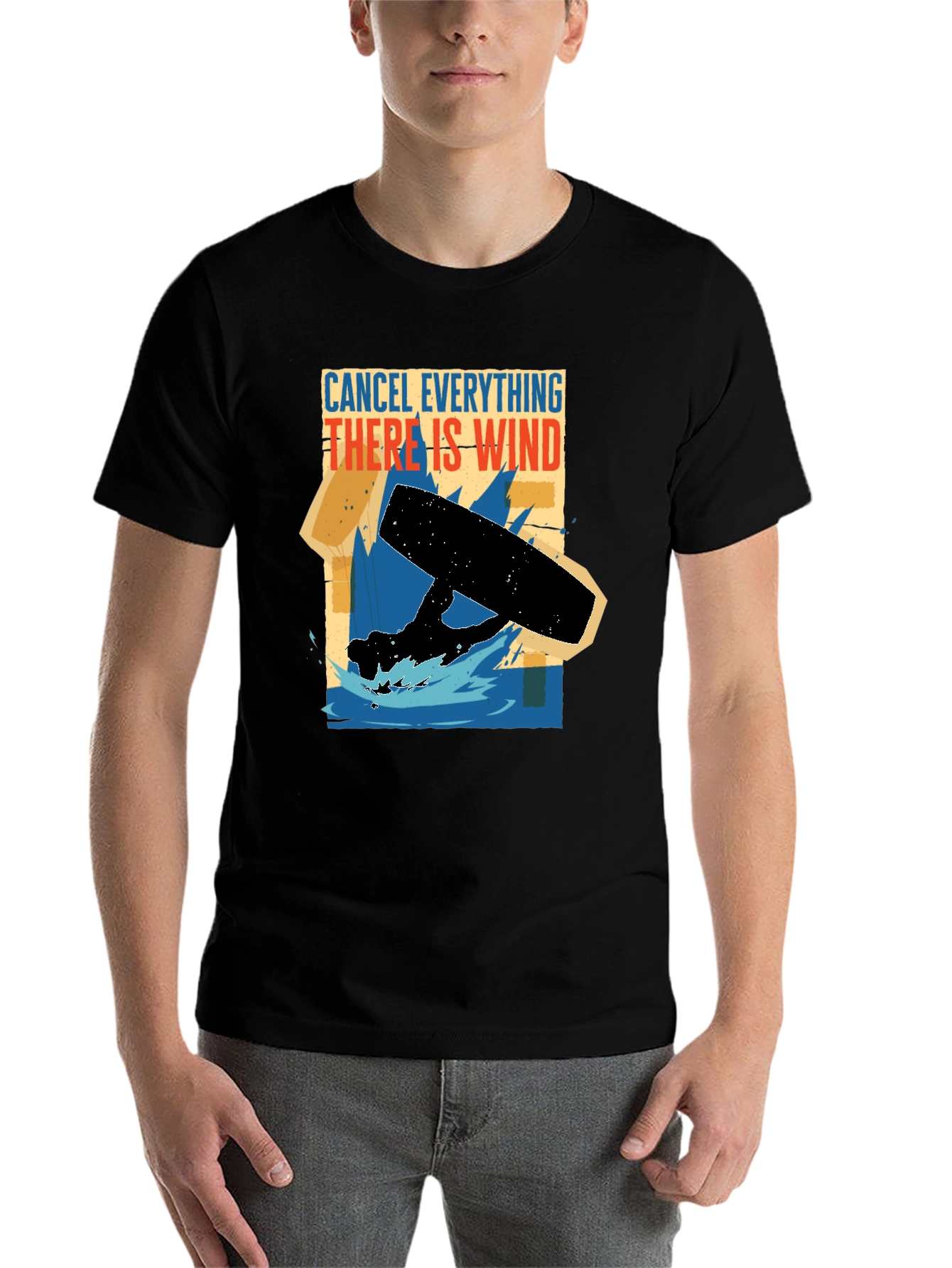 Black Cancel Everything Wind T-Shirt - Kitesurfing Apparel view 7
