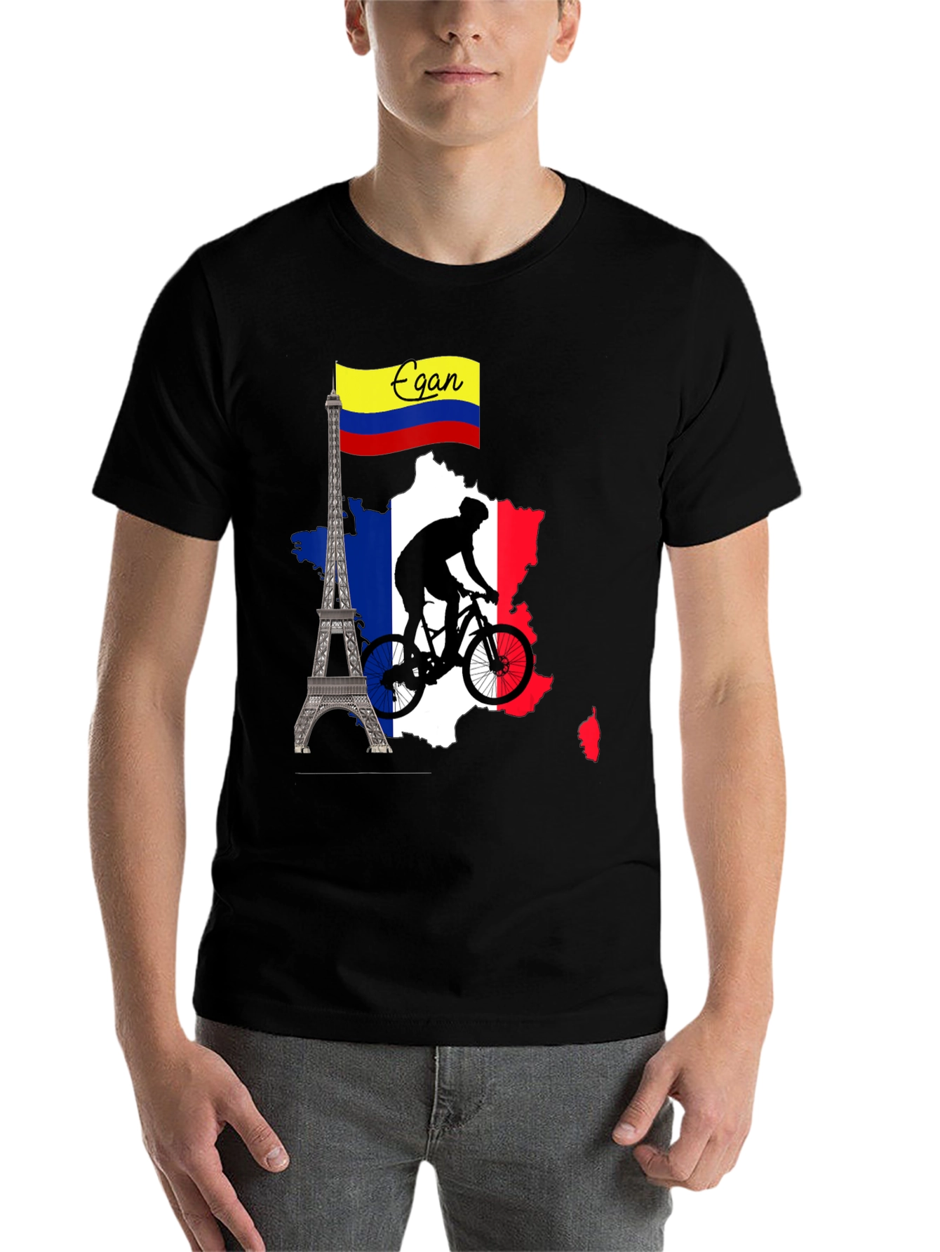 Black Egan France Cycling Tee - Tour de France Inspired Shirt view 7