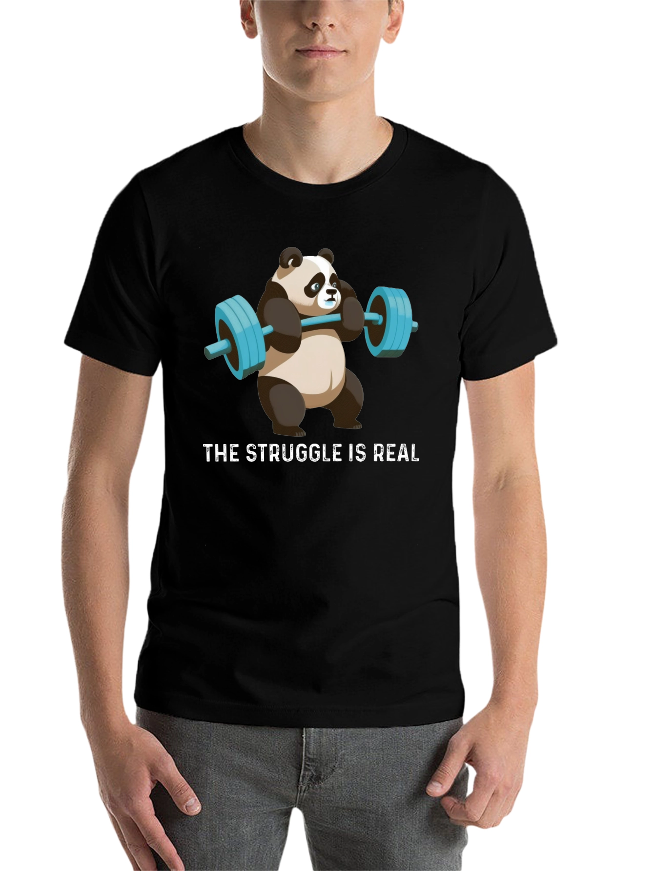 Black Weightlifting Panda T-Shirt - Funny Gym Apparel view 7