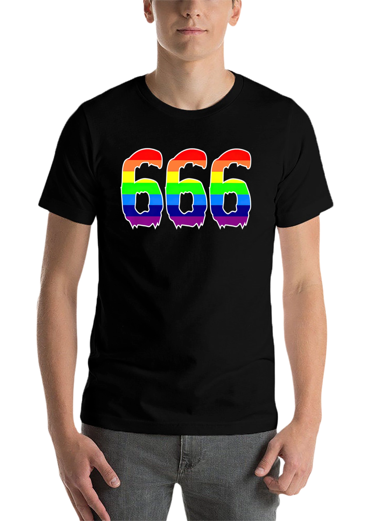 Black Rainbow 666 Graphic T-Shirt - Black Tee view 7