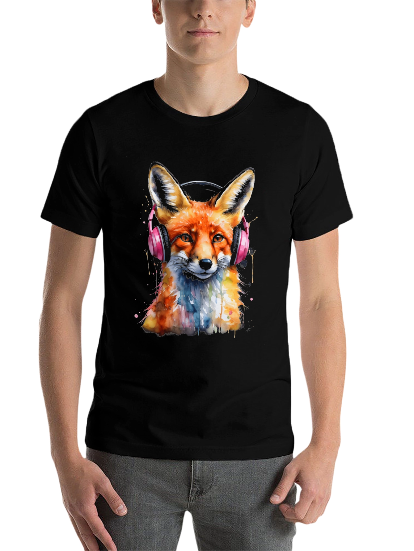 Black Fox Headphone Graphic Tee view 7