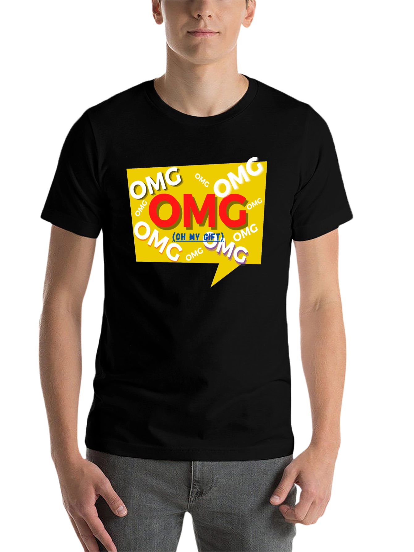 Black OMG Graphic Print Black T-Shirt view 7