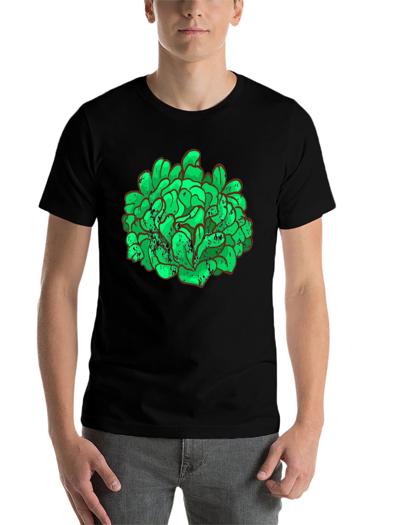 Black Green Brain Graphic Black Tee view 7