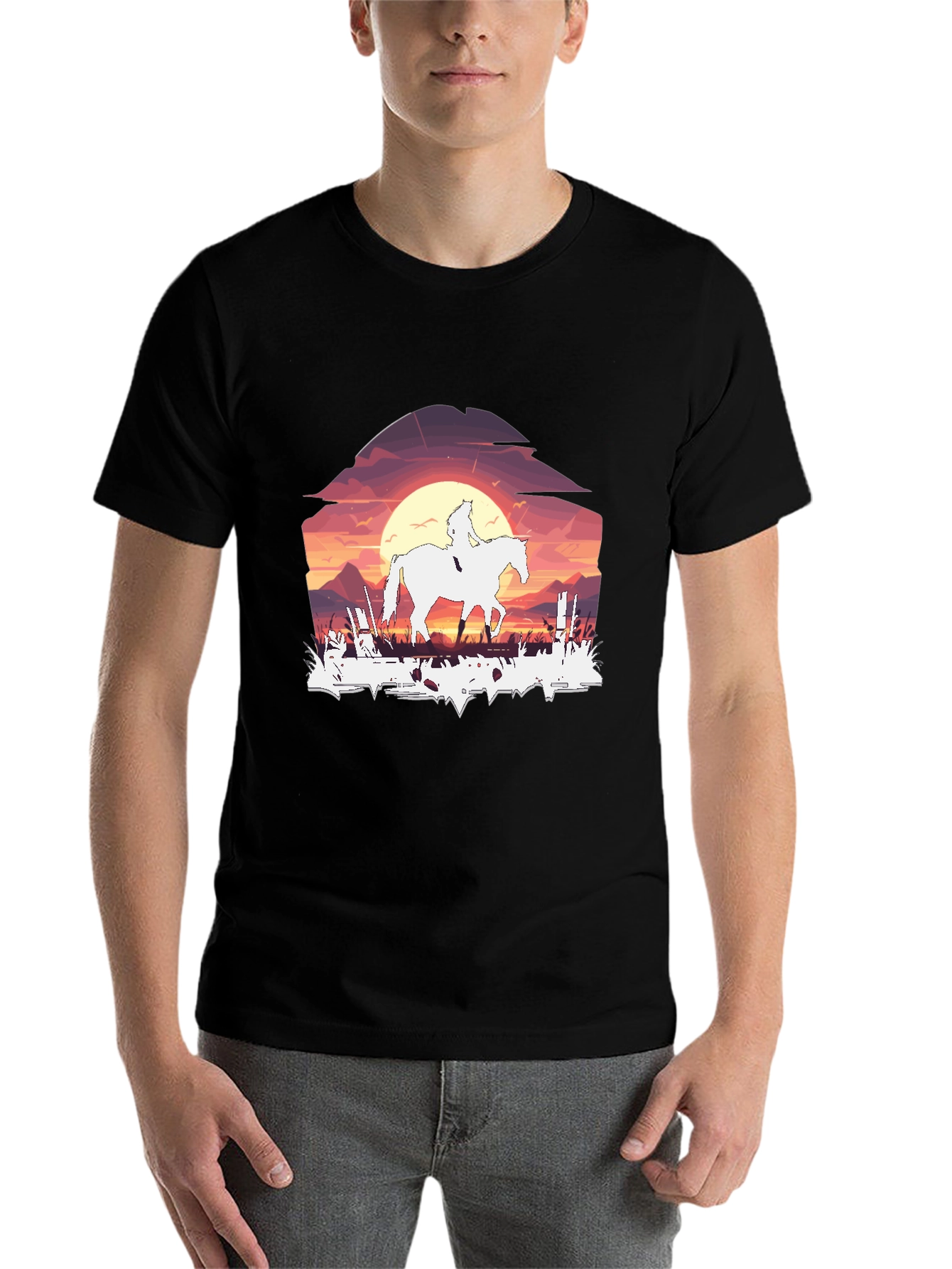 Black Sunset Rider Graphic Tee - Black view 7