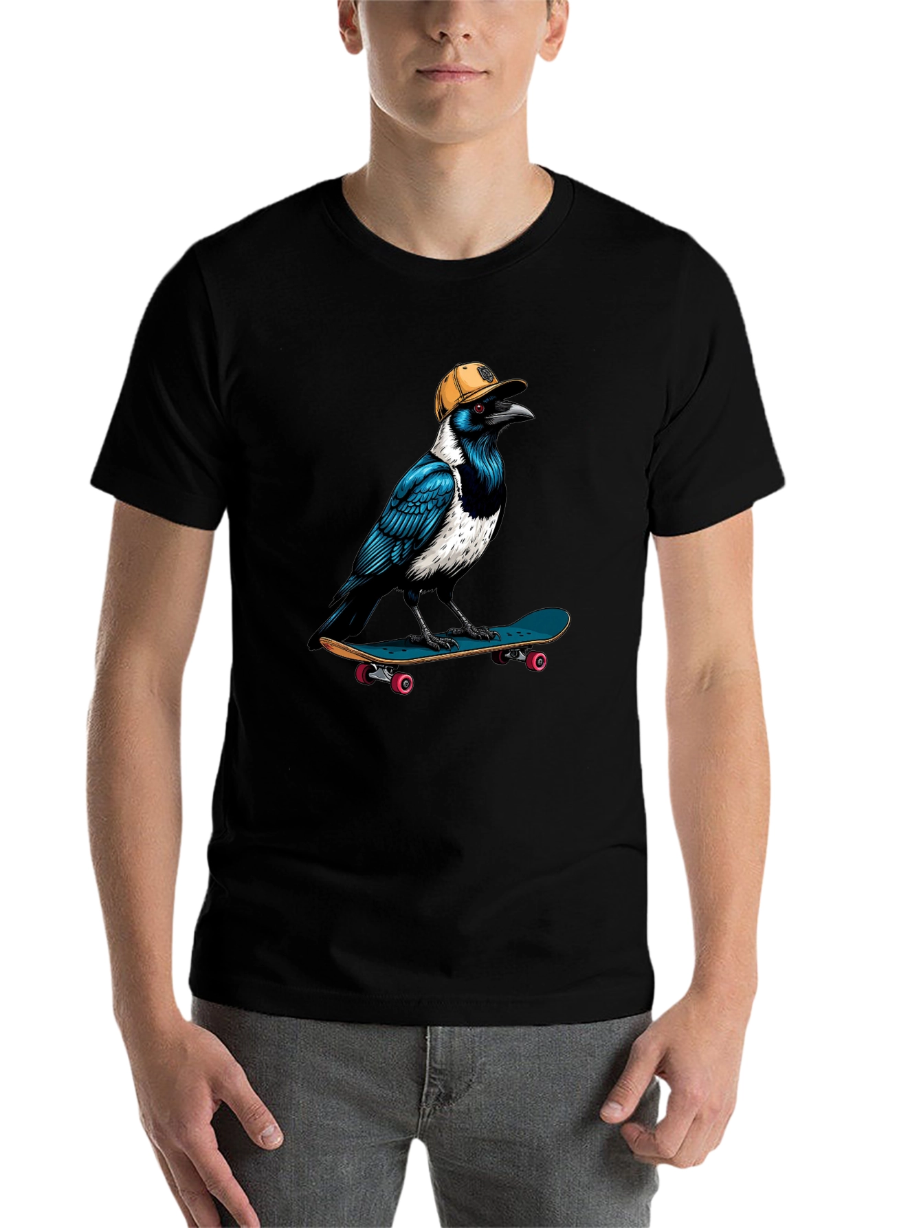 Black Cool Crow Skateboard T-Shirt view 7