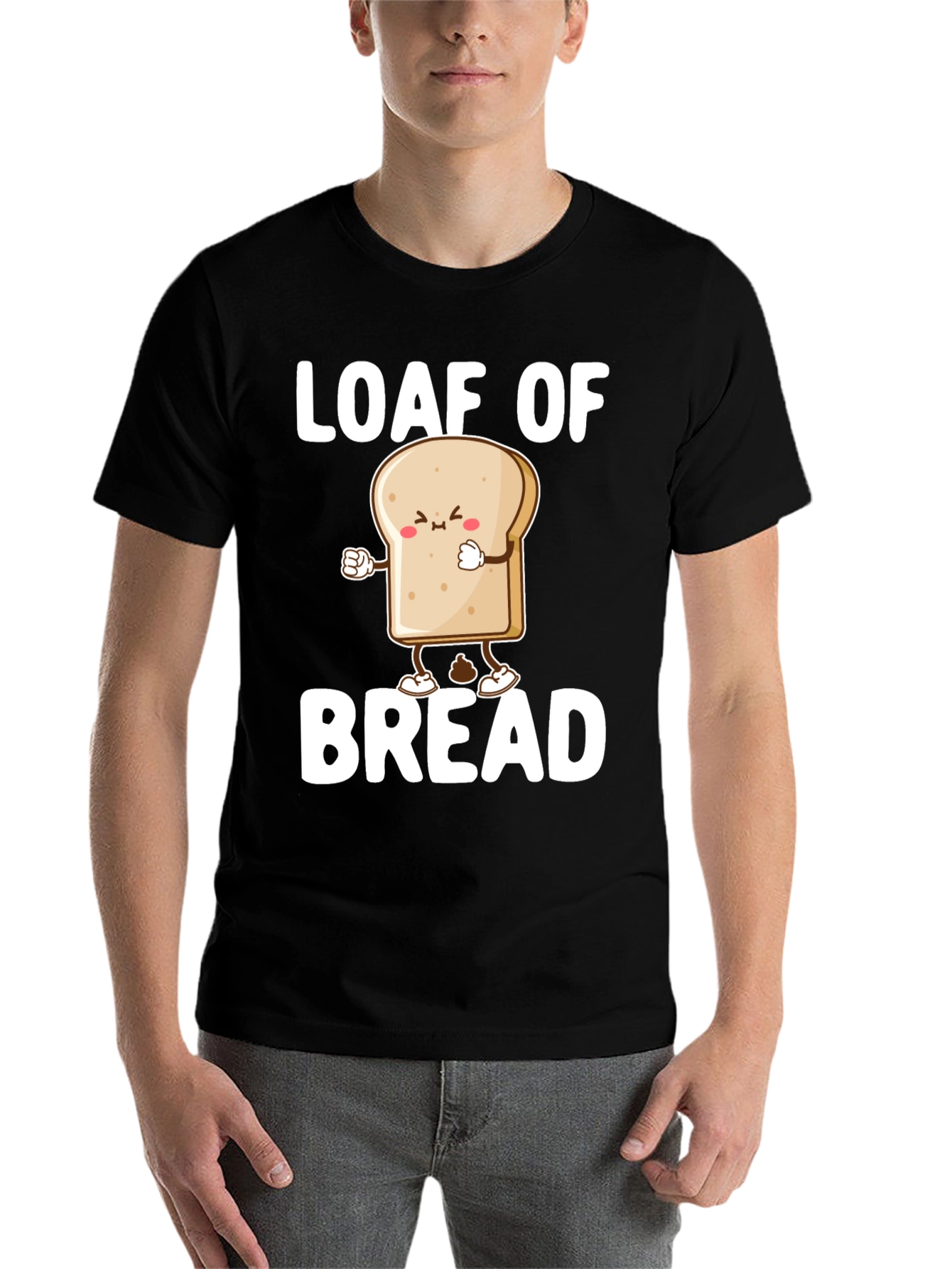 Black Loaf of Bread Graphic Tee - Funny Cartoon Food Shirt view 7