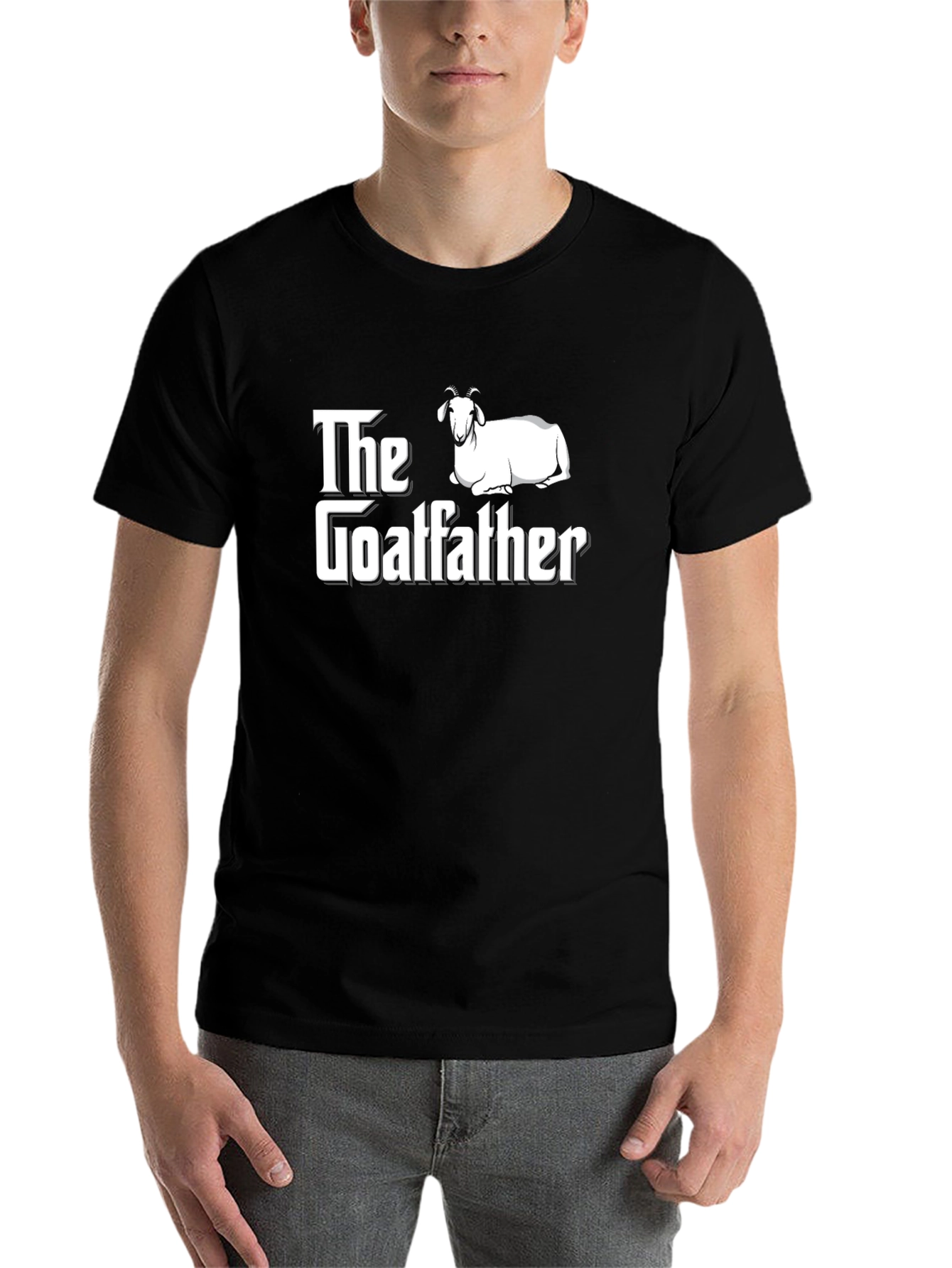 Black The Goatfather Funny Graphic T-Shirt view 7