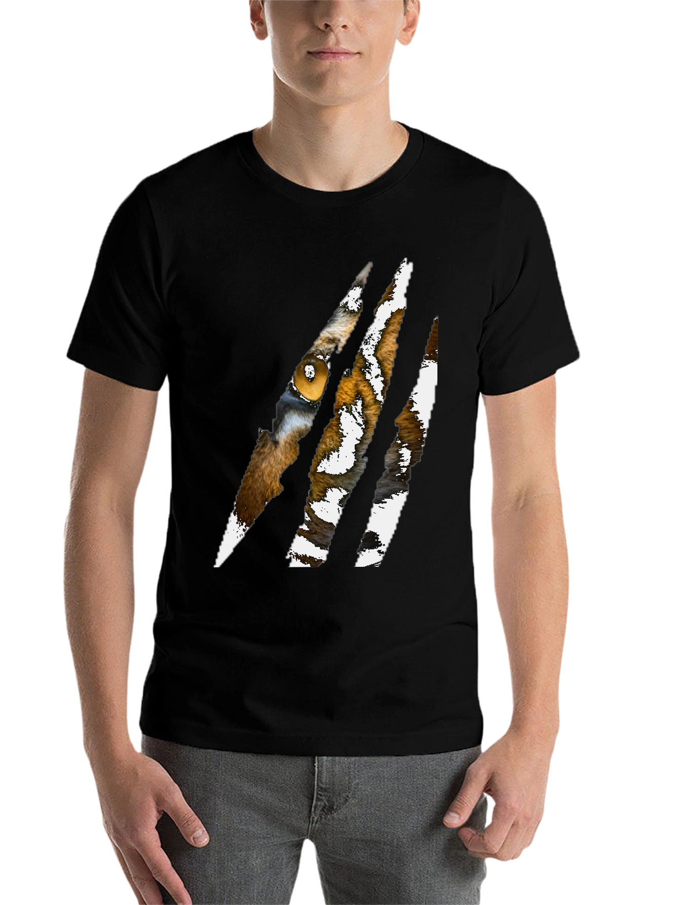Black Tiger Eye Claw Mark Graphic T-Shirt view 7