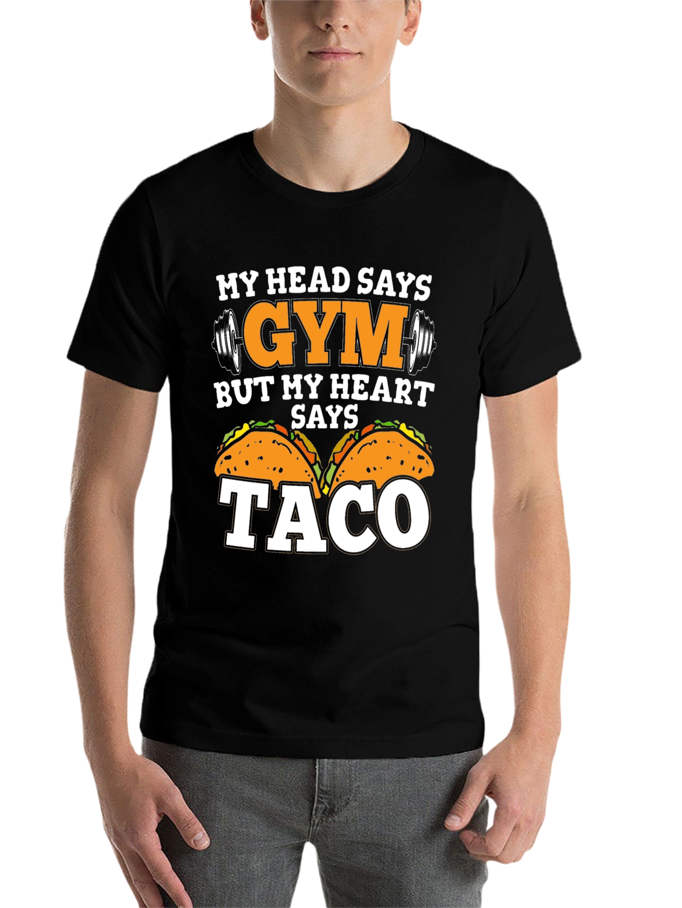 Black Gym vs Taco Funny T-Shirt view 7