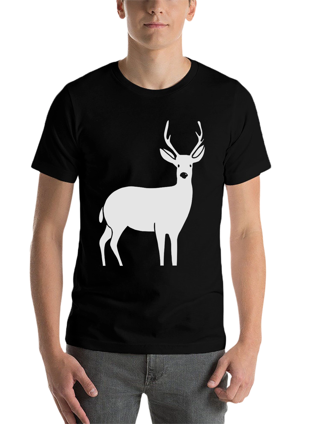 Black Deer Graphic Tee - Black Cotton T-Shirt view 7