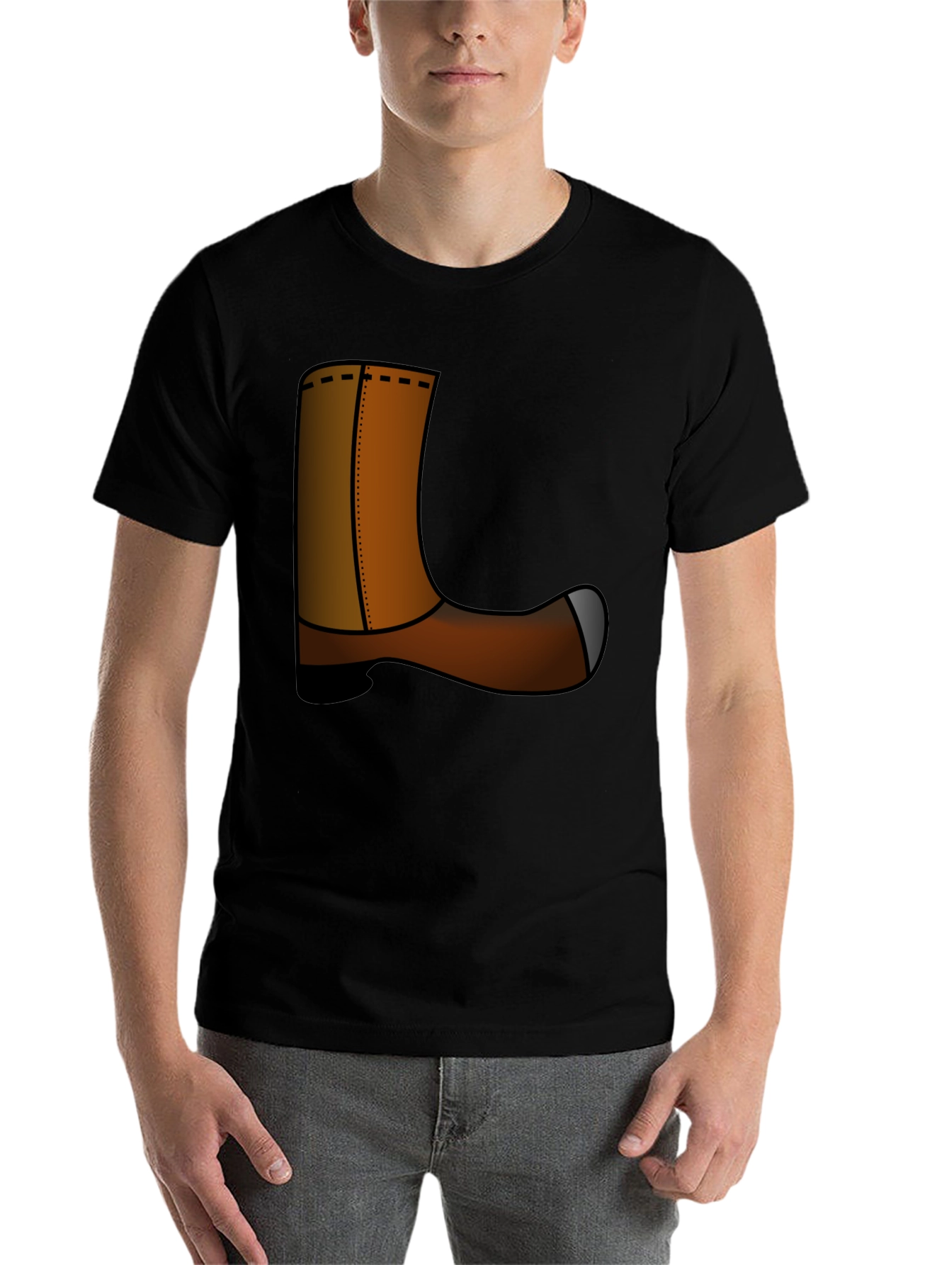 Black Novelty Cowboy Boot Graphic Tee - Unisex view 7