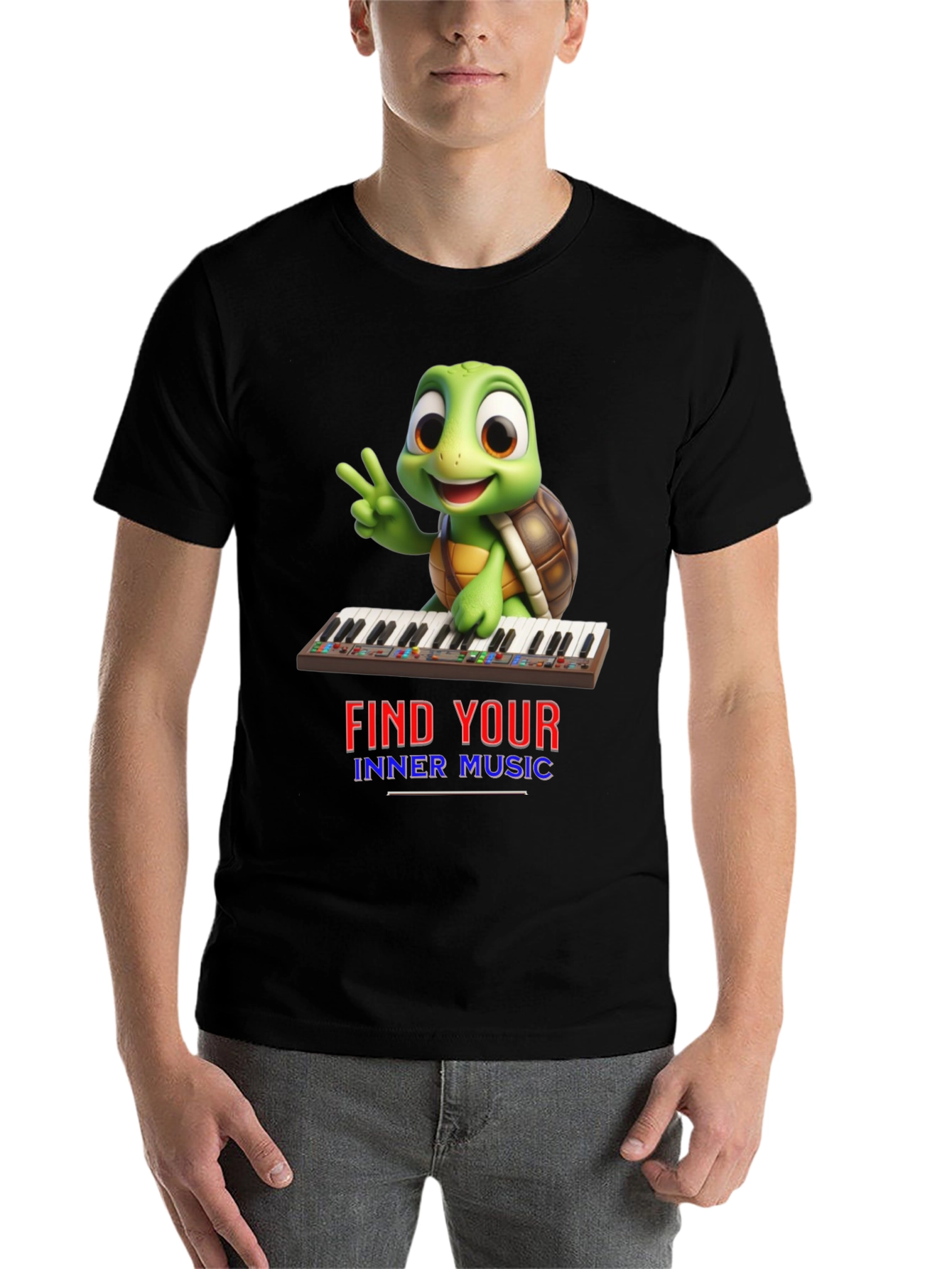 Black Turtle Find Your Inner Music Black T-Shirt view 7