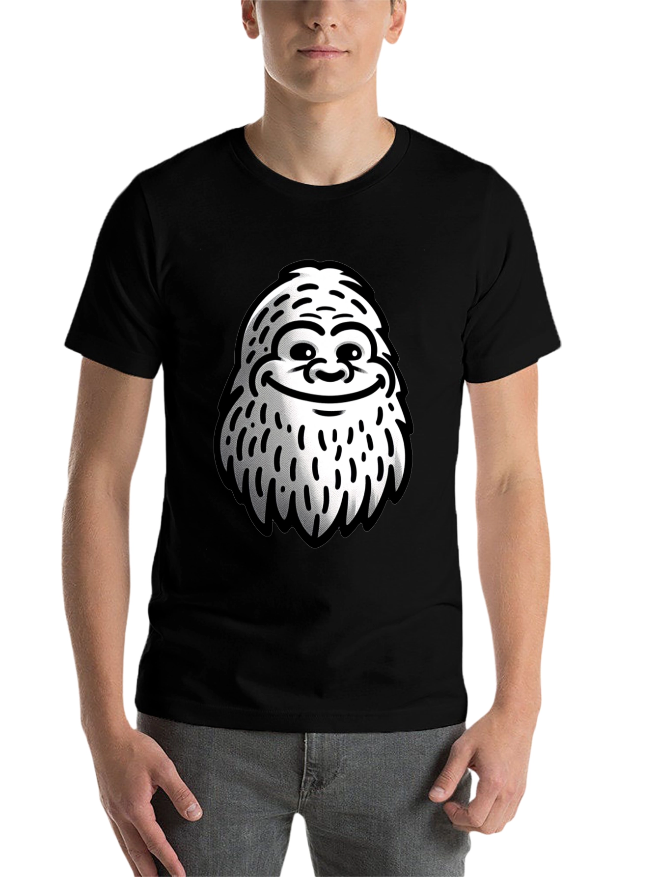 Black Funny Yeti Graphic T-Shirt - Black Cotton Tee view 7