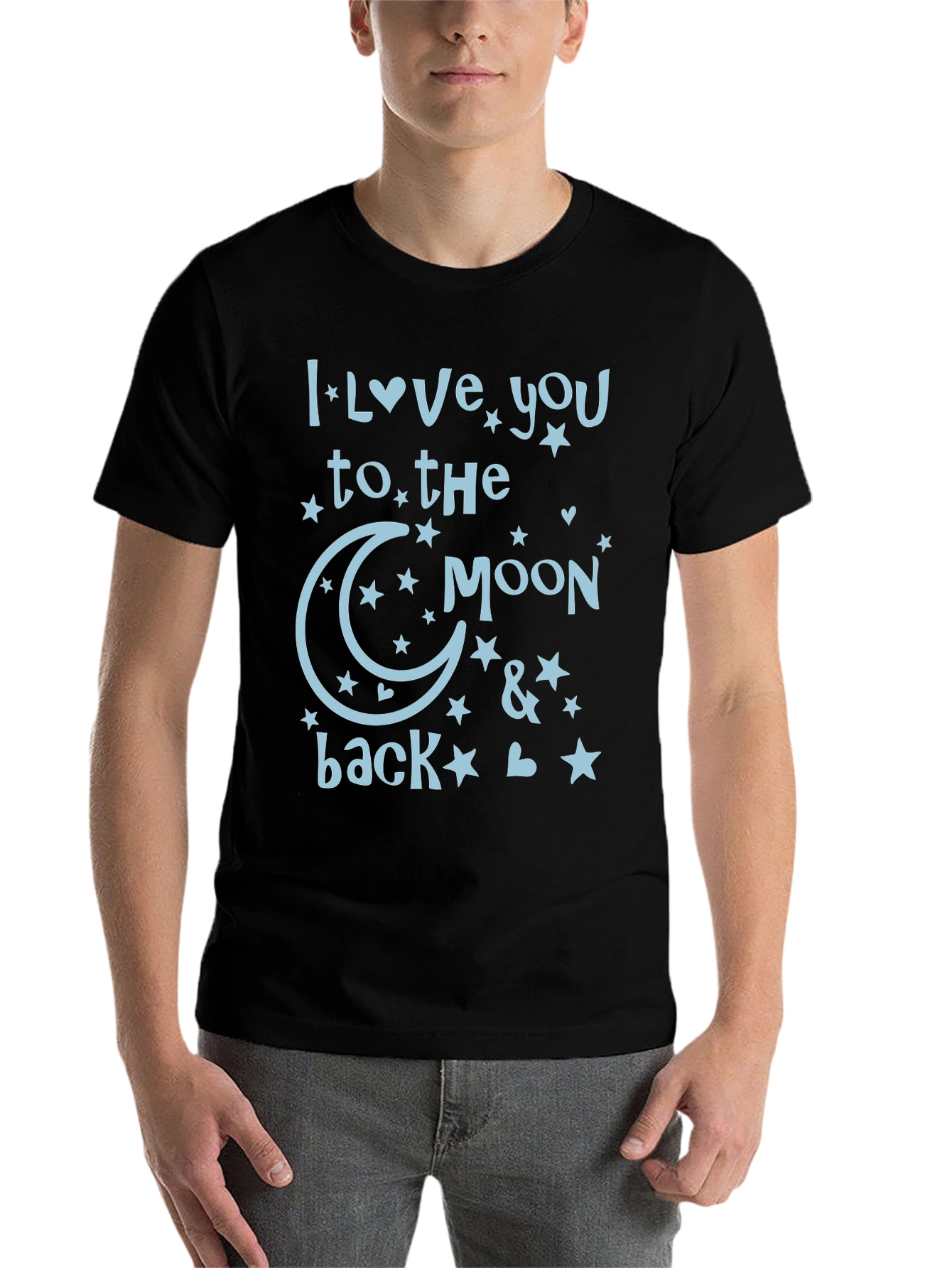 Black I Love You to The Moon and Back T-Shirt view 7