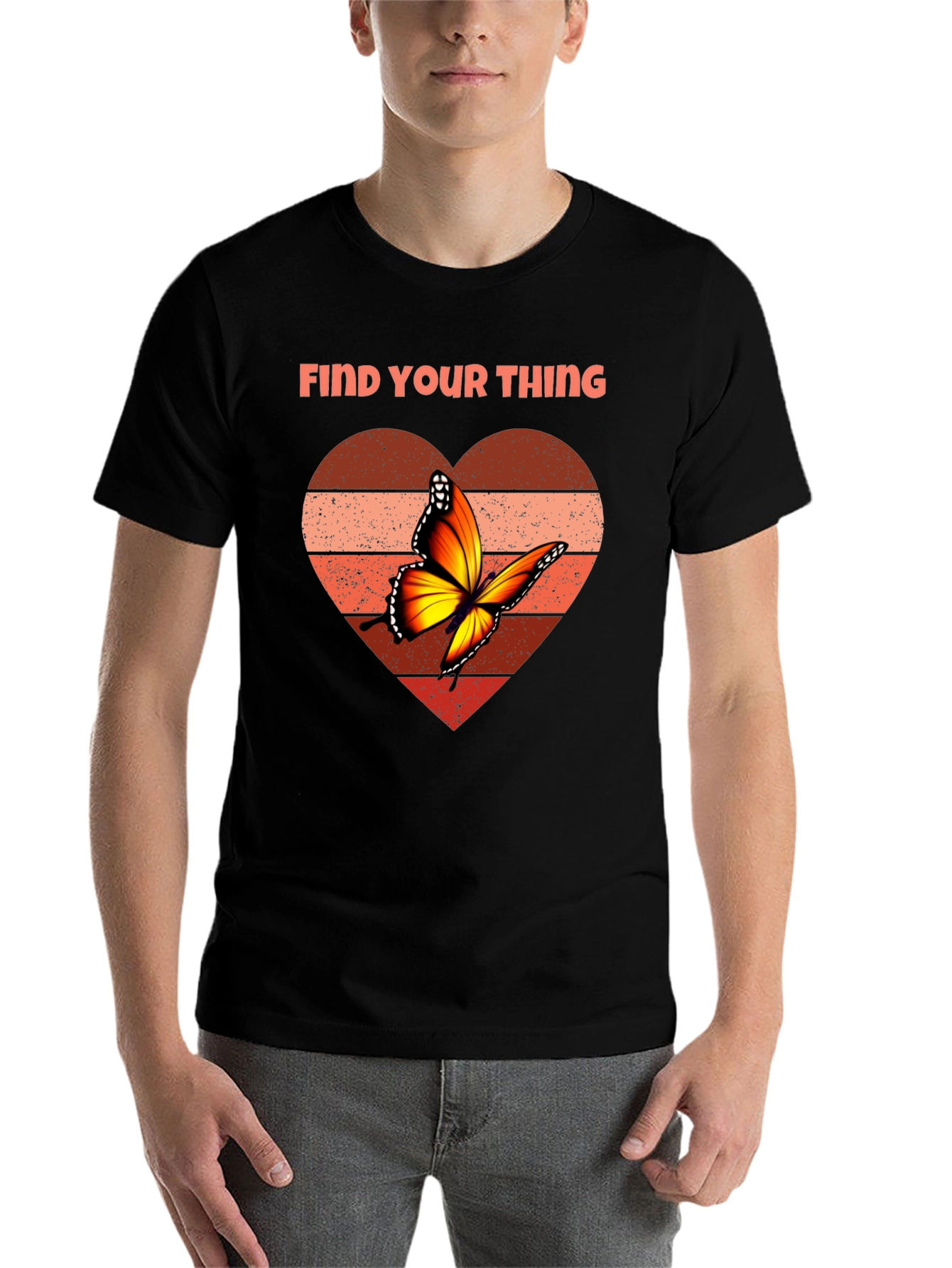 Black Find Your Thing Butterfly Heart Graphic Tee - Black view 7