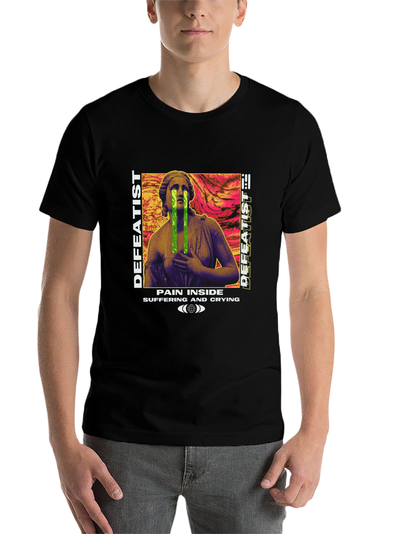 Black Defeatist Graphic Tee - Pain Inside T-Shirt view 7