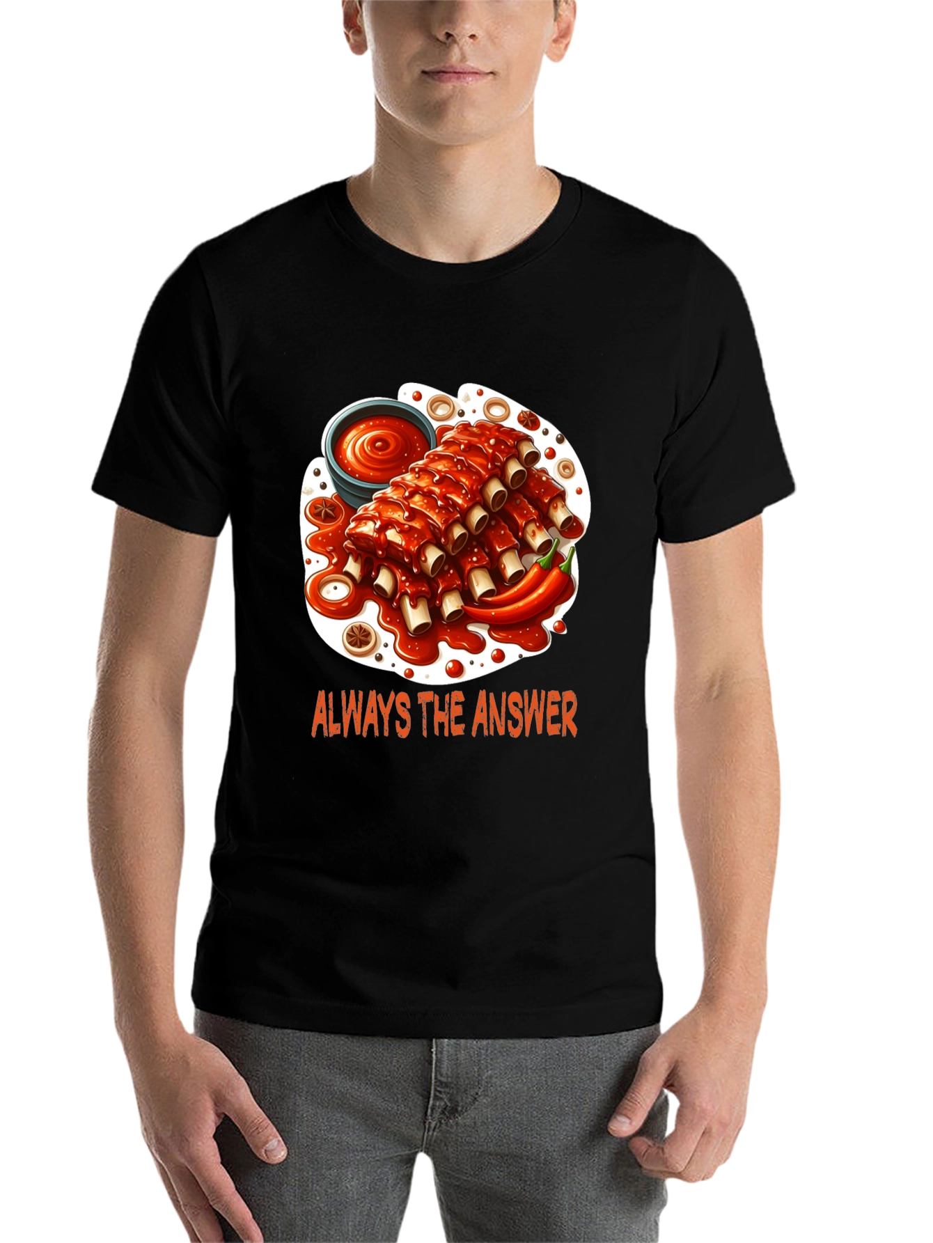 Black Ribs Graphic T-Shirt - Always the Answer view 7