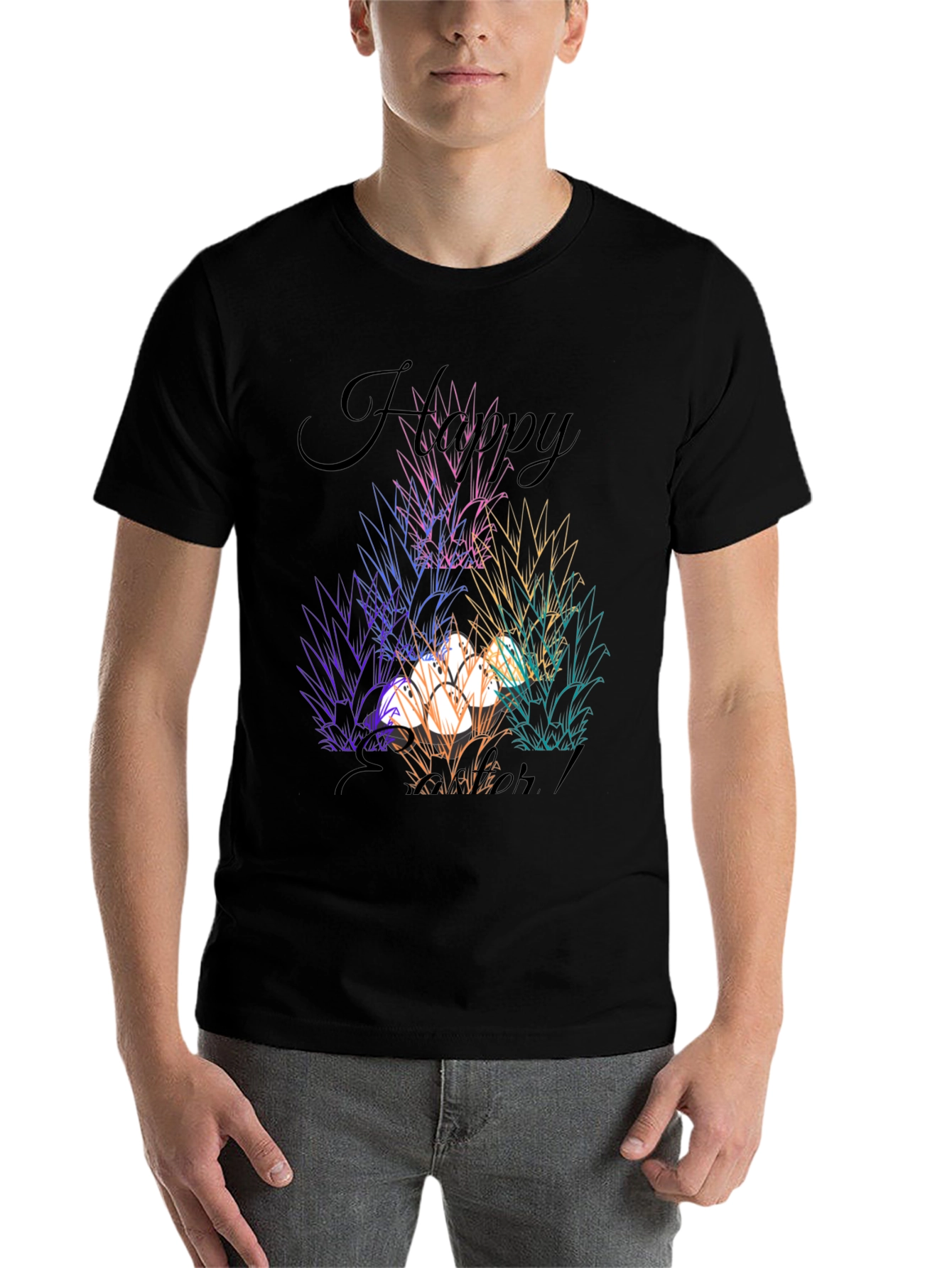 Camiseta Negra "Felices Pascuas" Estampada
