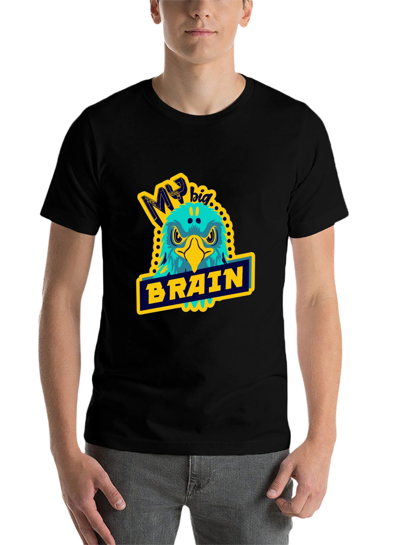 Black My Big Brain Eagle T-Shirt view 7