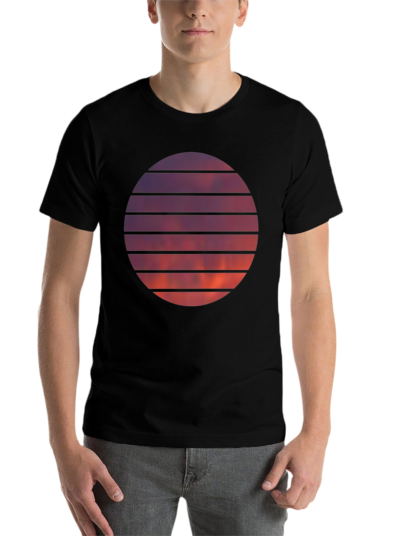 Black Sunset Circle Graphic Tee view 7