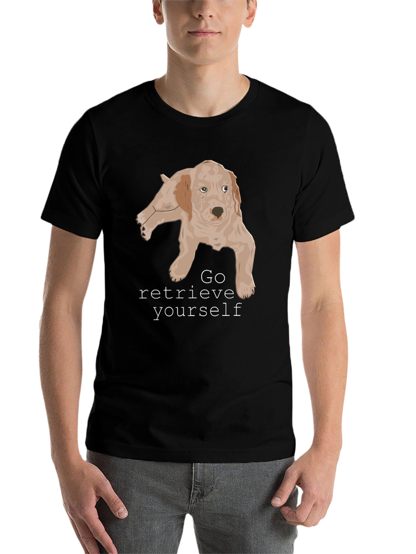Black Go Retrieve Yourself Dog Graphic T-Shirt view 7