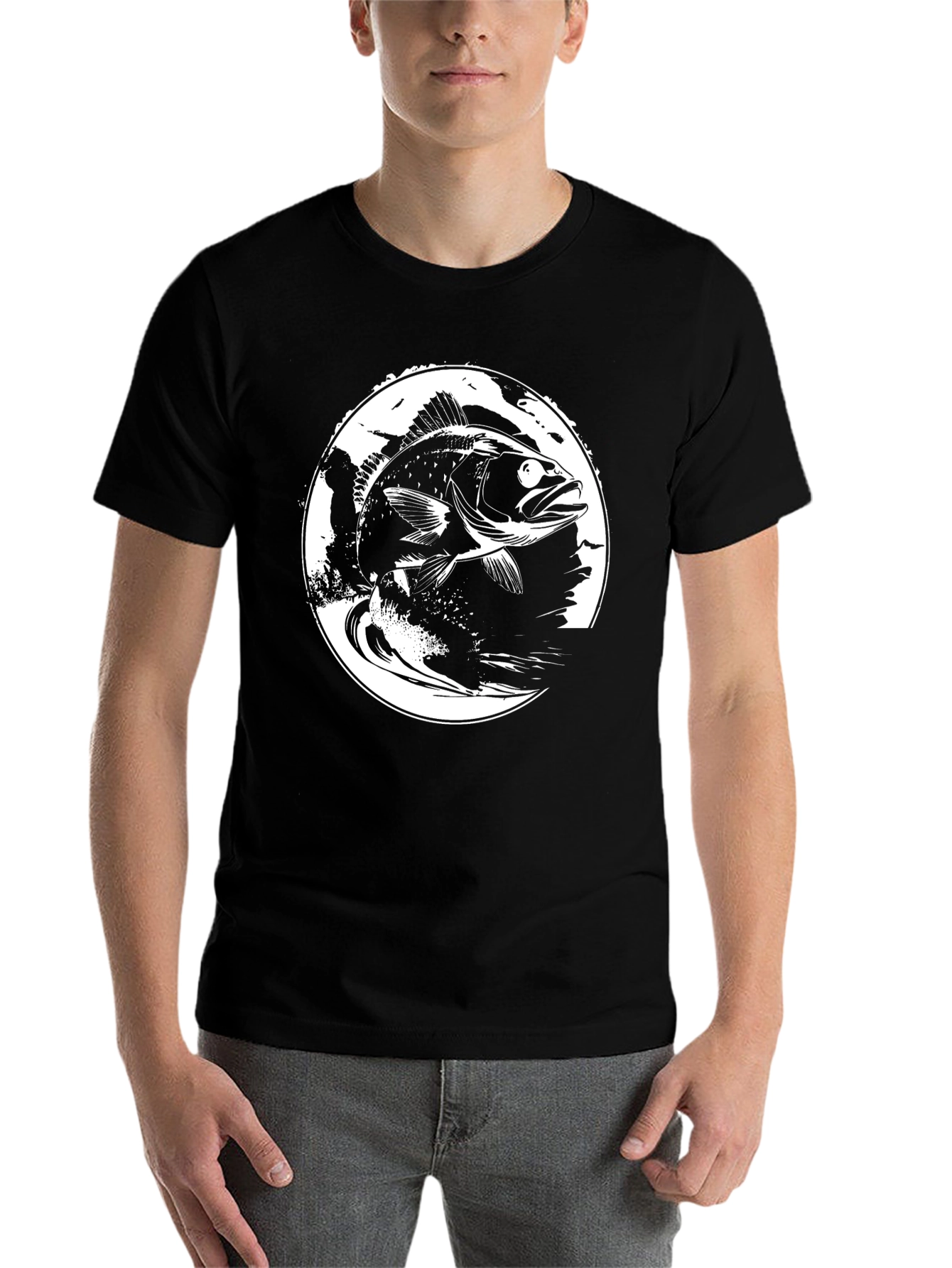 Black Bass Fish Graphic Tee - Black view 7
