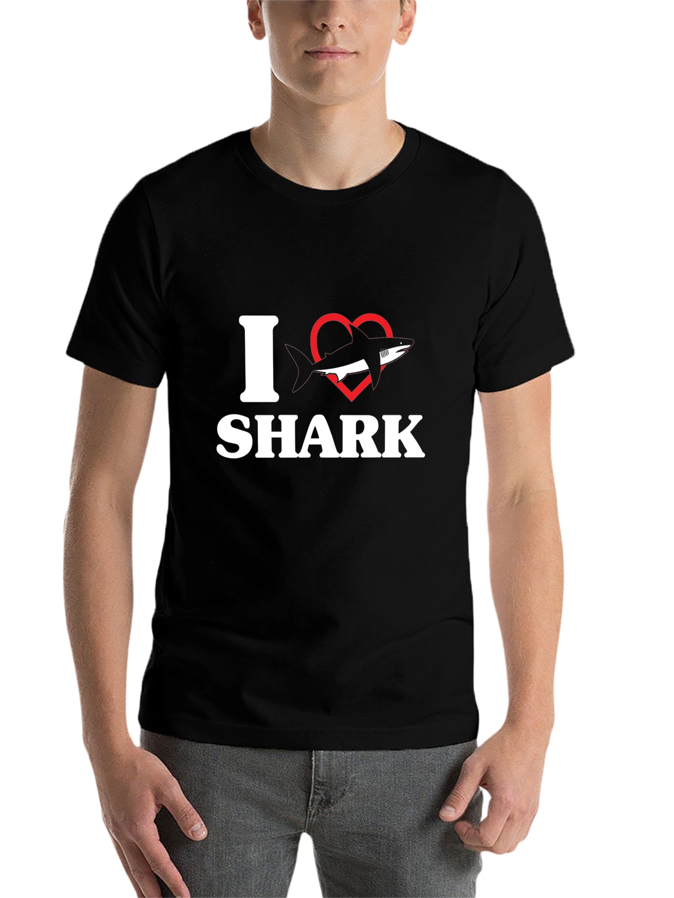 Black I Love Sharks T-Shirt - Black view 7
