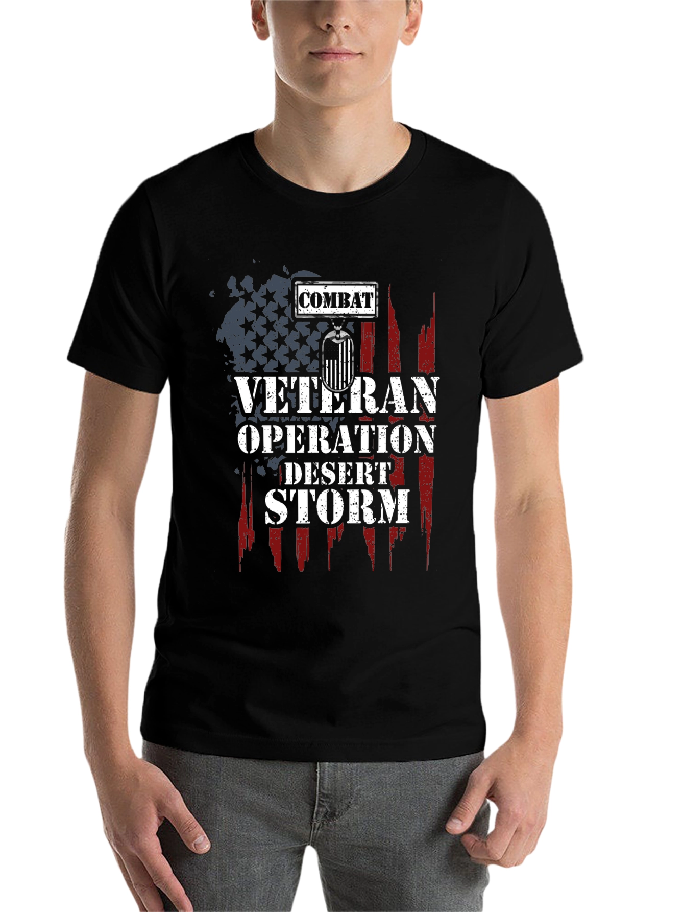 Black Combat Veteran Operation Desert Storm T-Shirt view 7