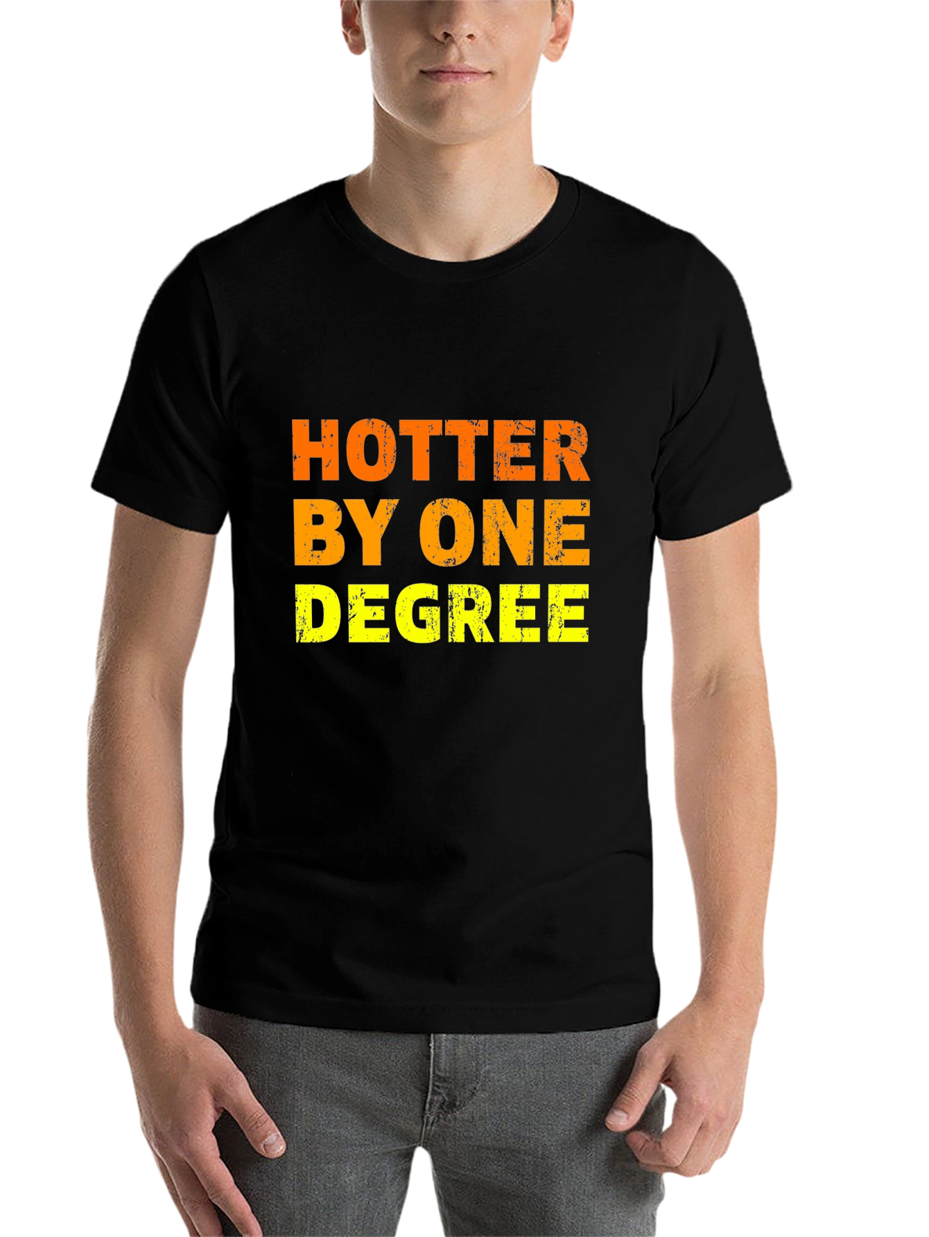 Black Hotter By One Degree Men's Black T-Shirt view 7