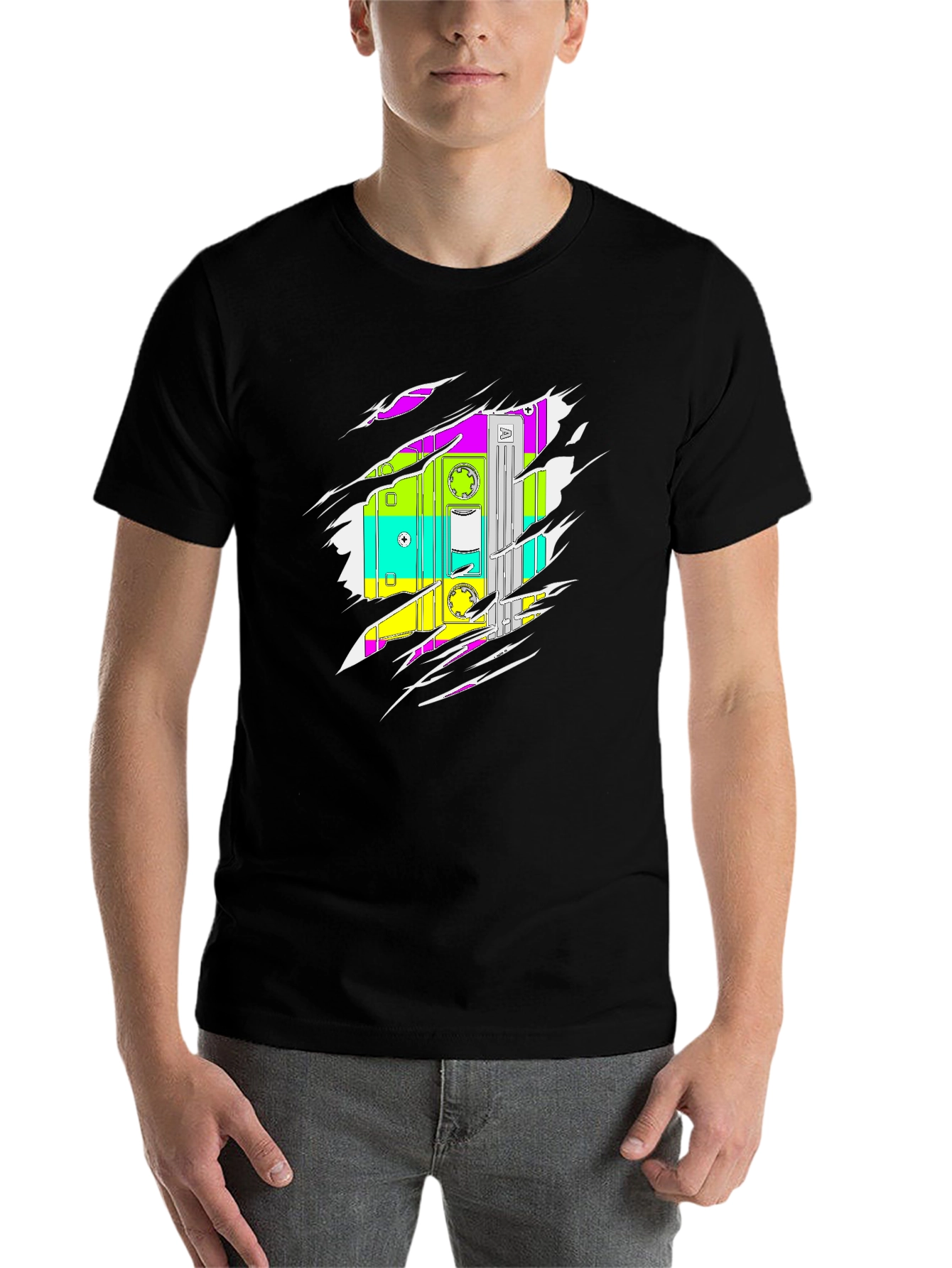 Black Retro Cassette Tape Graphic Tee - Black view 7