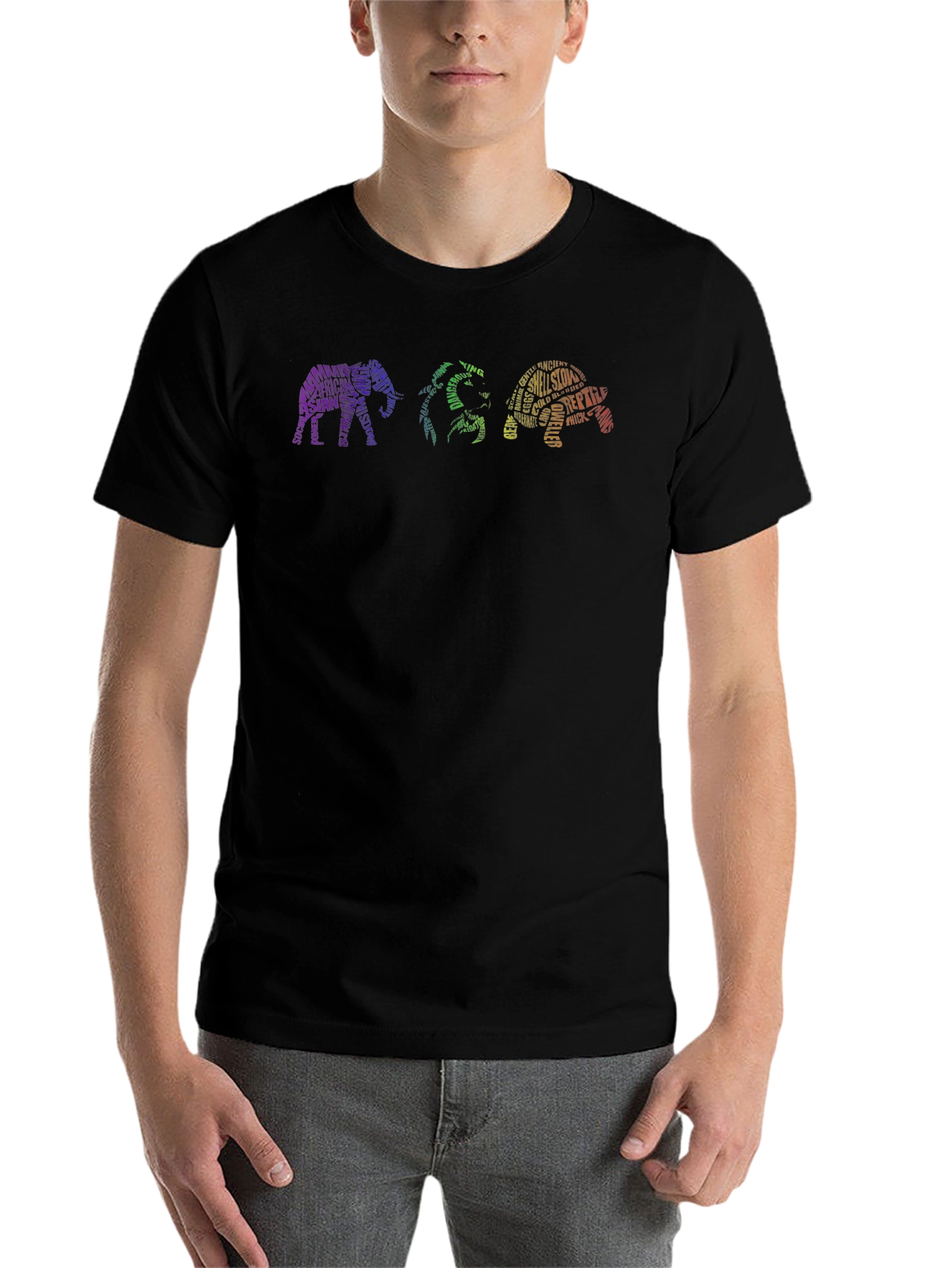 Black Animal Word Art Graphic T-Shirt view 7