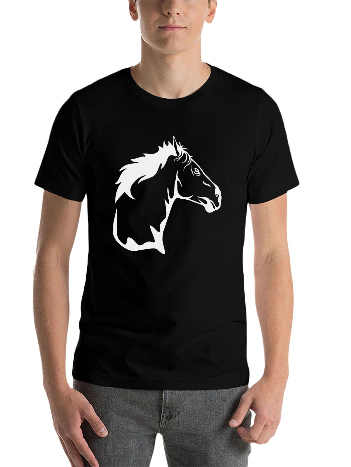 Black Black Horse Graphic Tee - Stylish Animal Design view 7