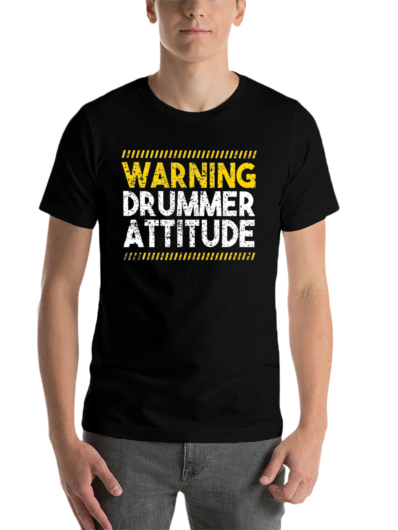 Black Warning Drummer Attitude T-Shirt view 7