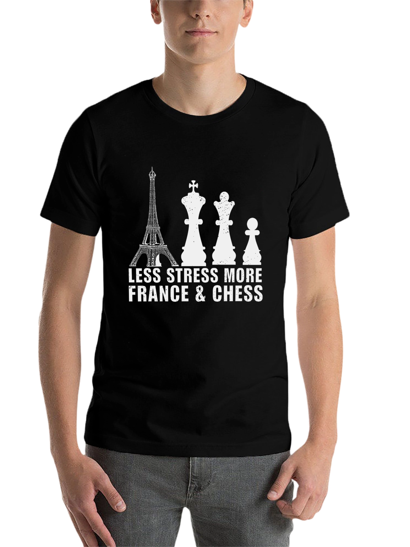 Black France & Chess Graphic T-Shirt - Less Stress More Life view 7