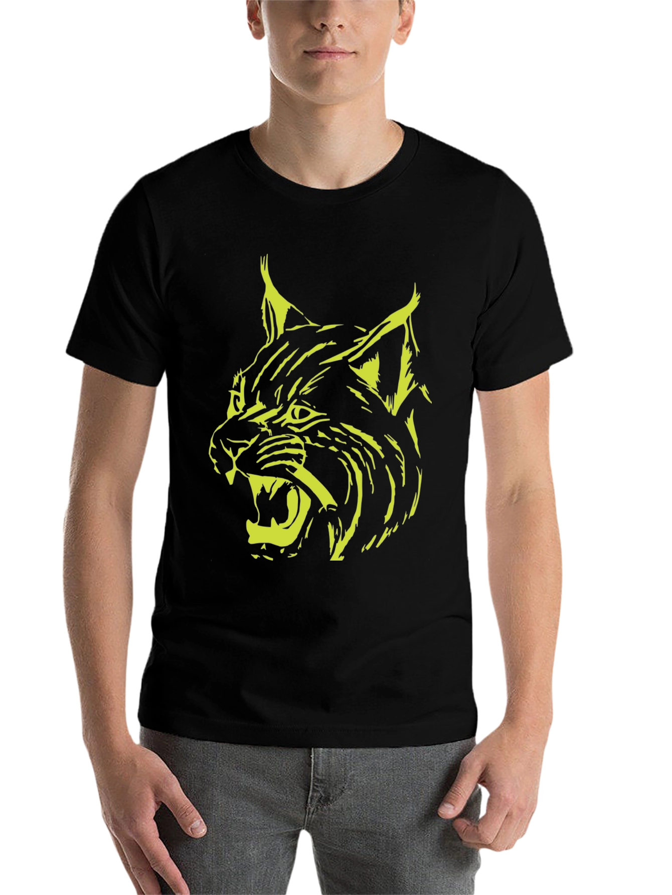 Black Lynx Graphic Black T-Shirt - Bold Animal Design view 7