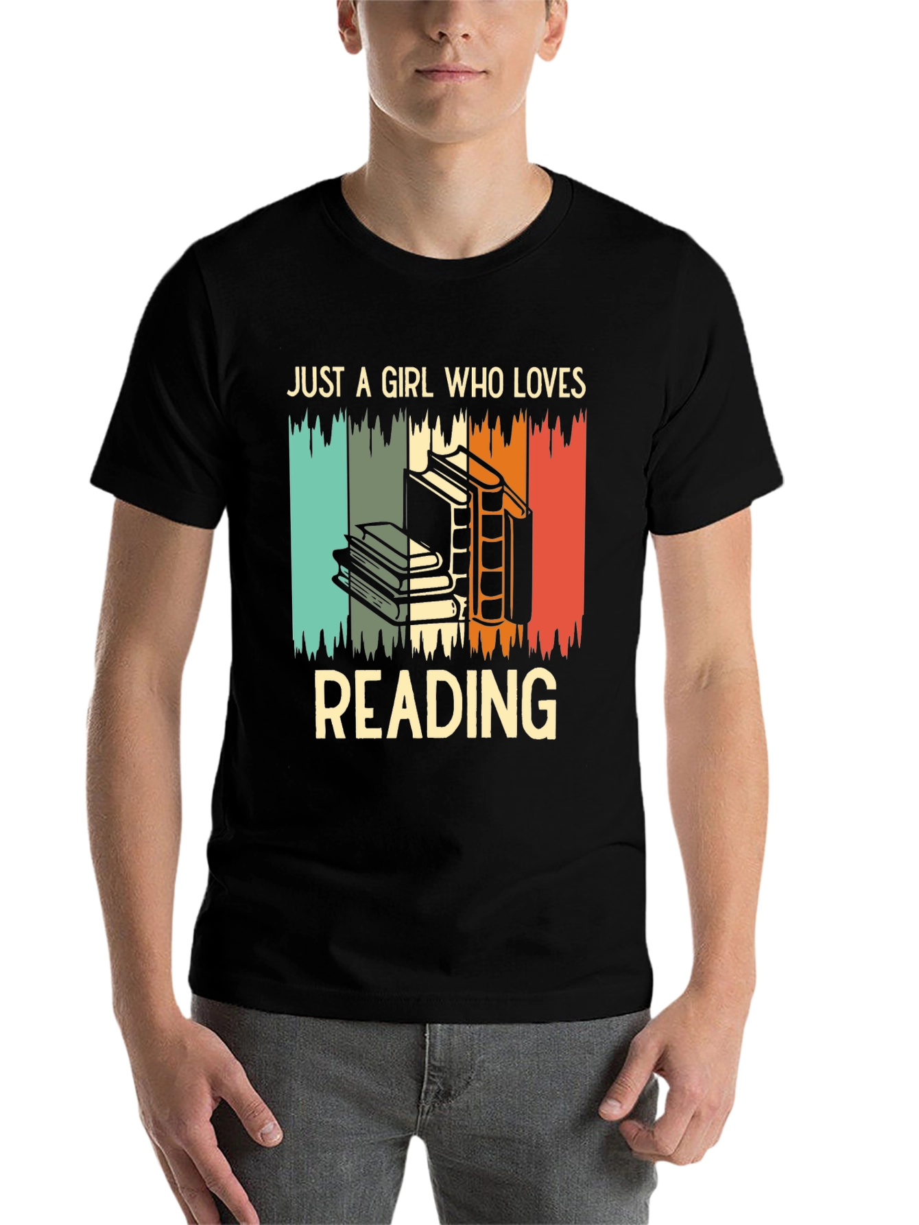 Black Retro Reading Lover T-Shirt for Women view 7