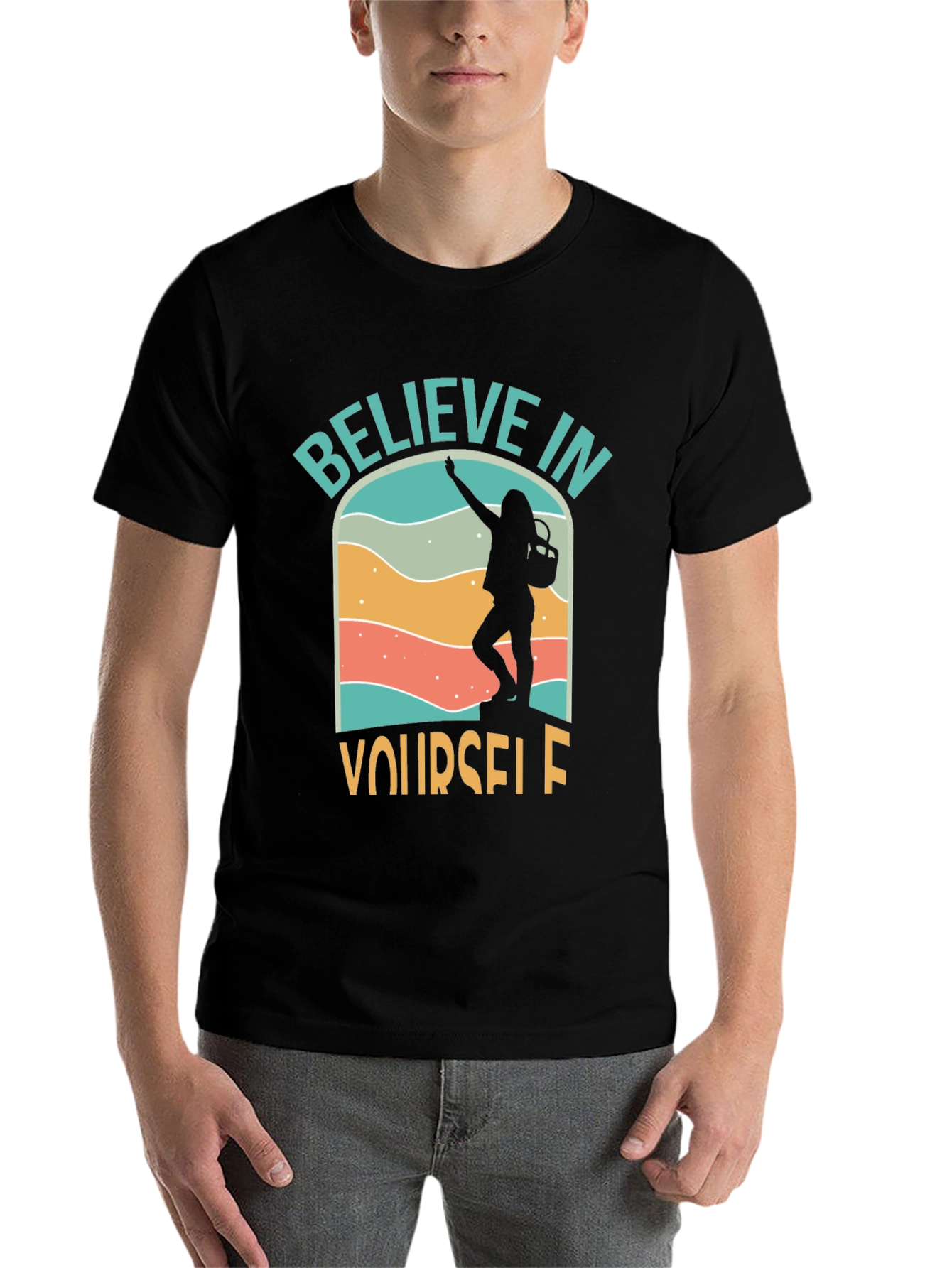 Black Believe in Yourself Graphic Tee - Adventure T-Shirt view 7