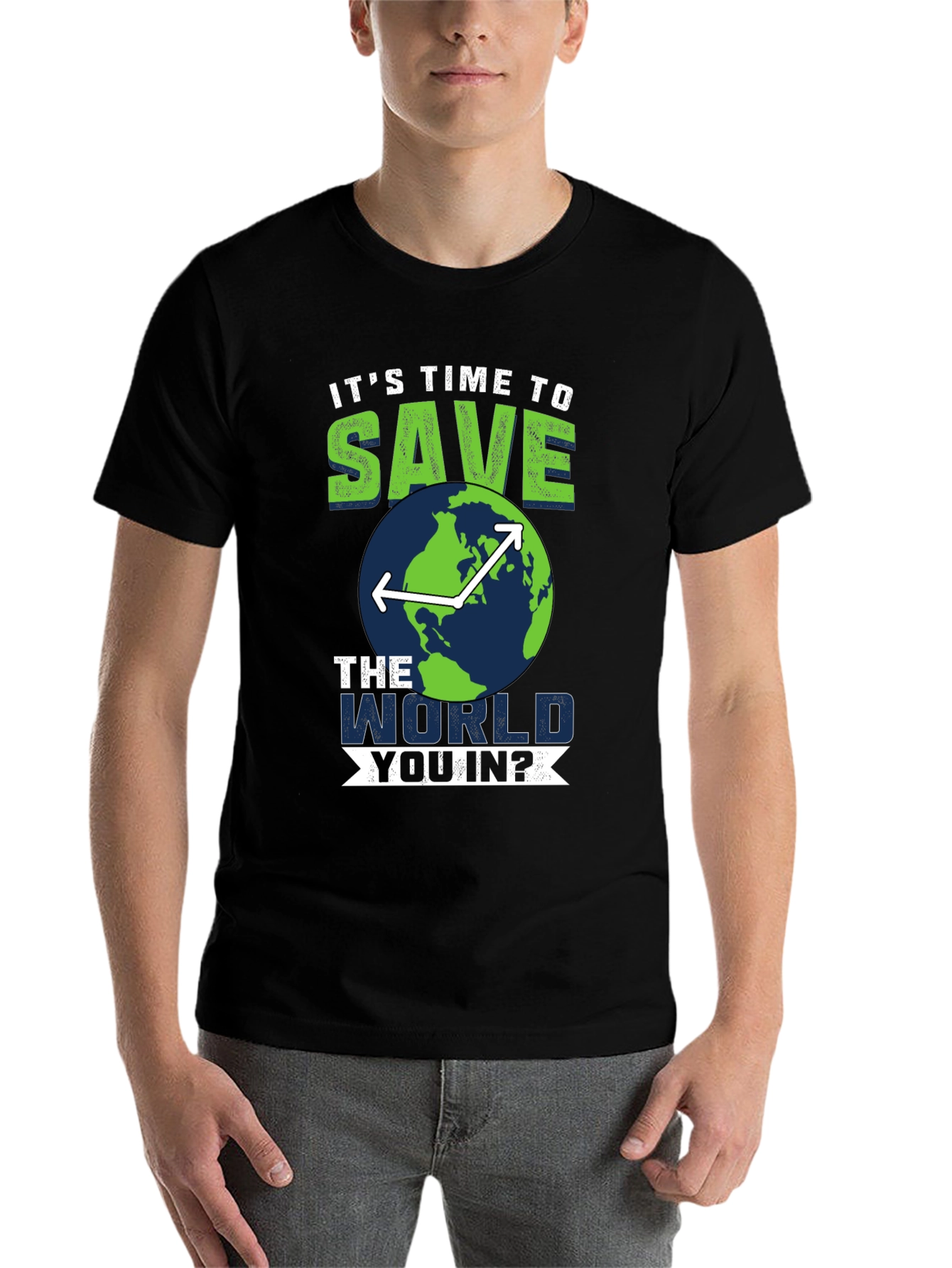 Black Save the World T-Shirt - Environmentally Conscious Tee view 7
