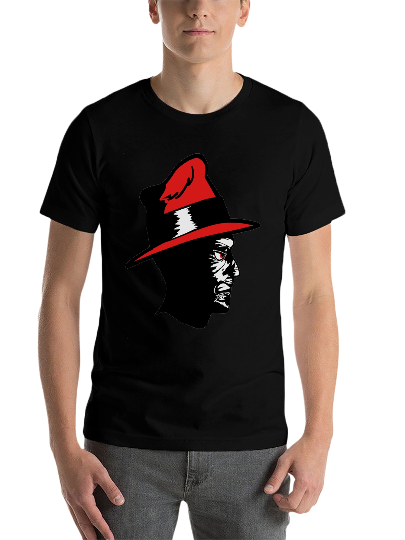 Black Red-Hat Man Graphic Tee view 7