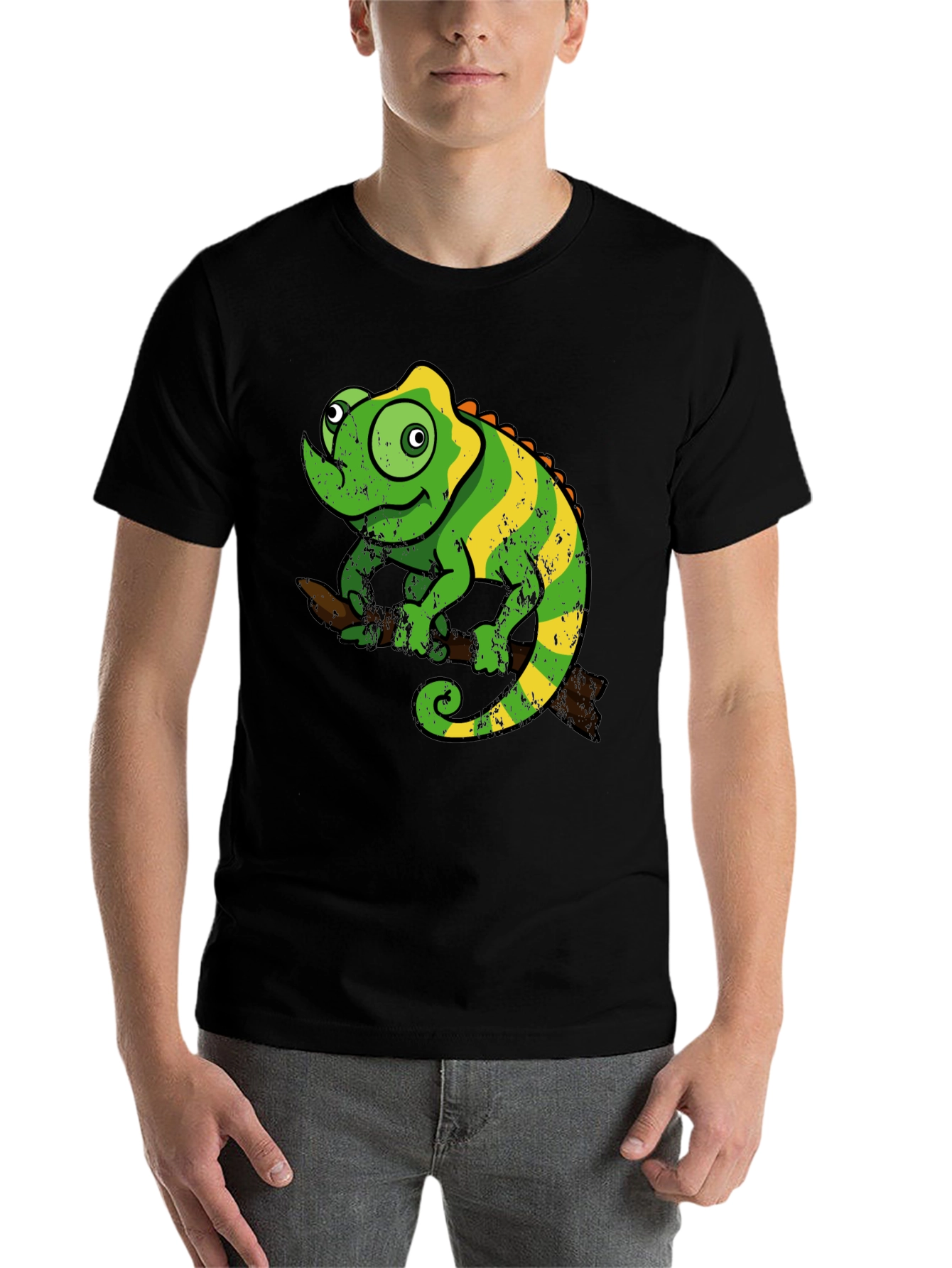 Black Chameleon Graphic Tee - Fun Reptile T-Shirt view 7