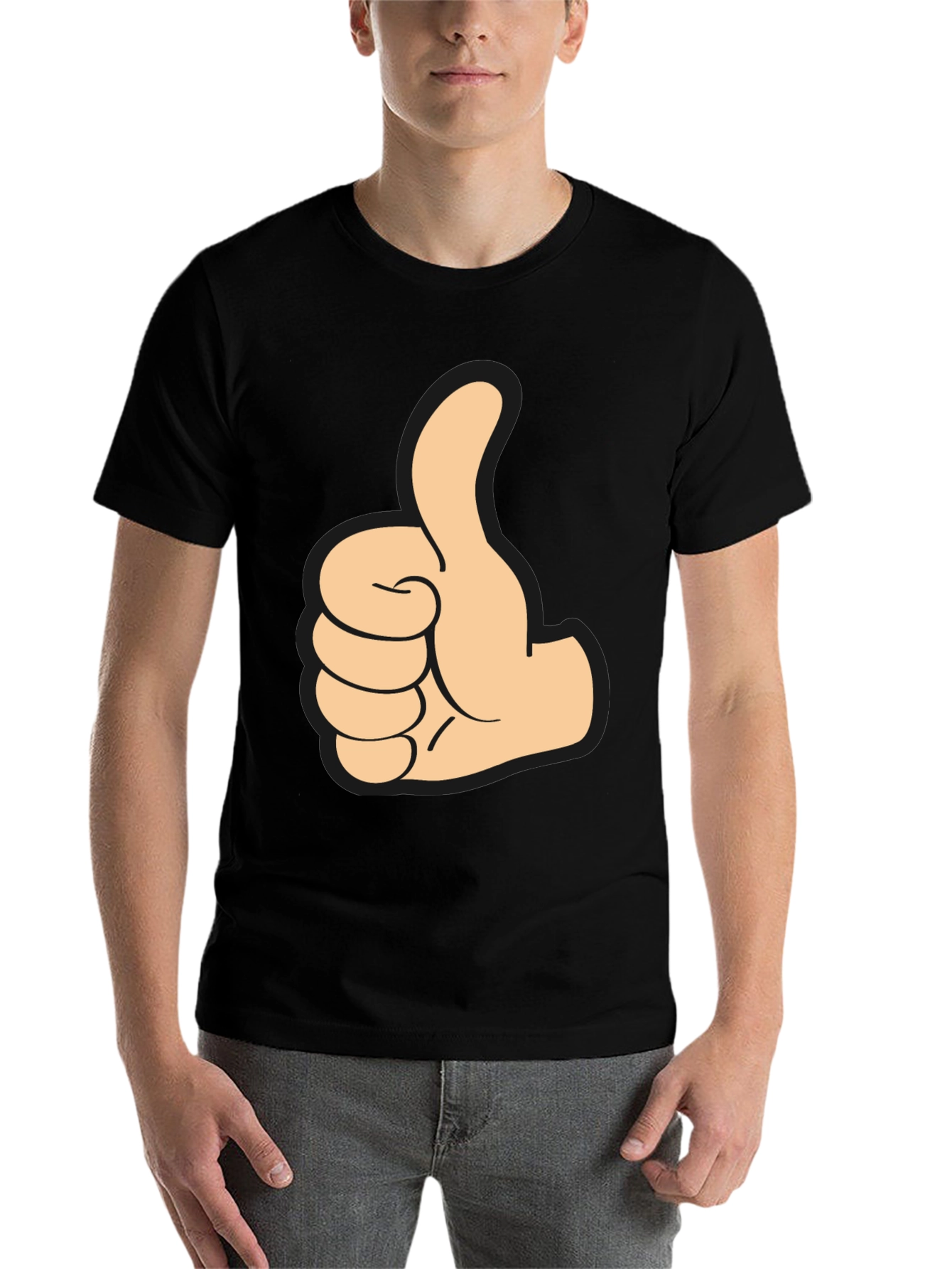 Black Thumbs Up Graphic Tee - Black Cotton T-Shirt view 7