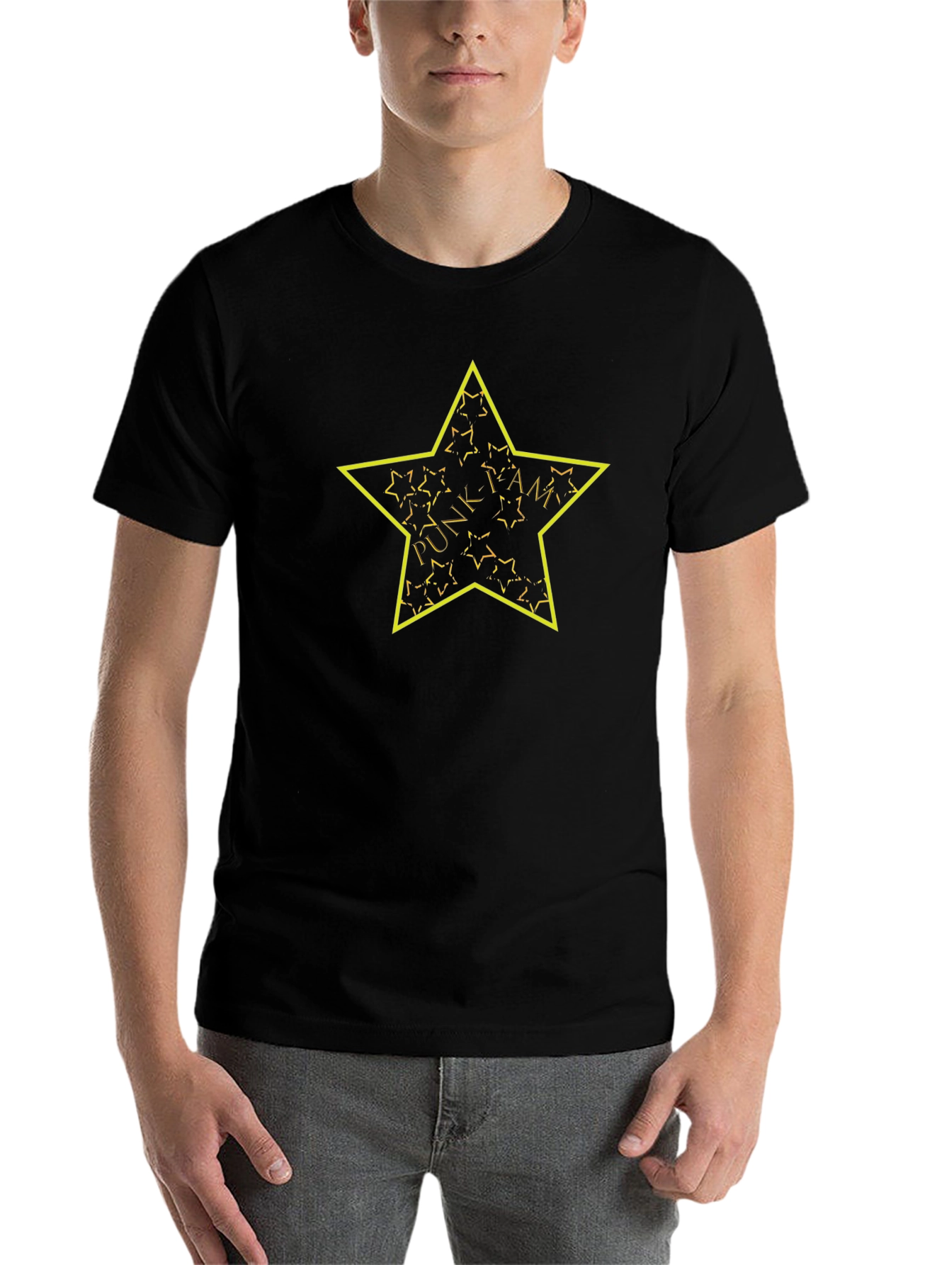 Black Punk-I-Am Star Graphic Tee - Black Cotton T-Shirt view 7